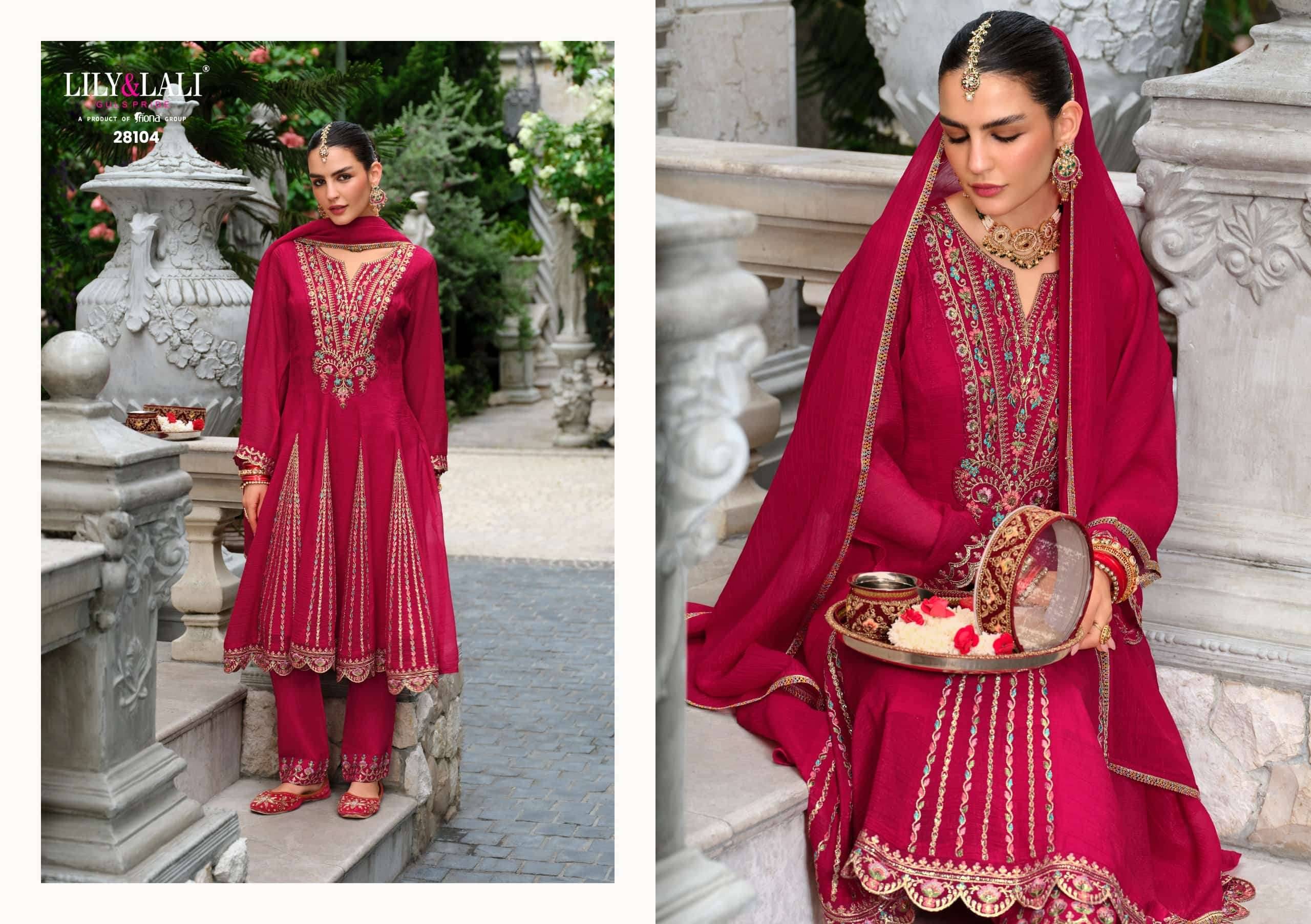 Lily And Lali Karwa Anarkali 2025 Edition Readymade Designer 3 Piece Dress 4 Pcs Catalog 