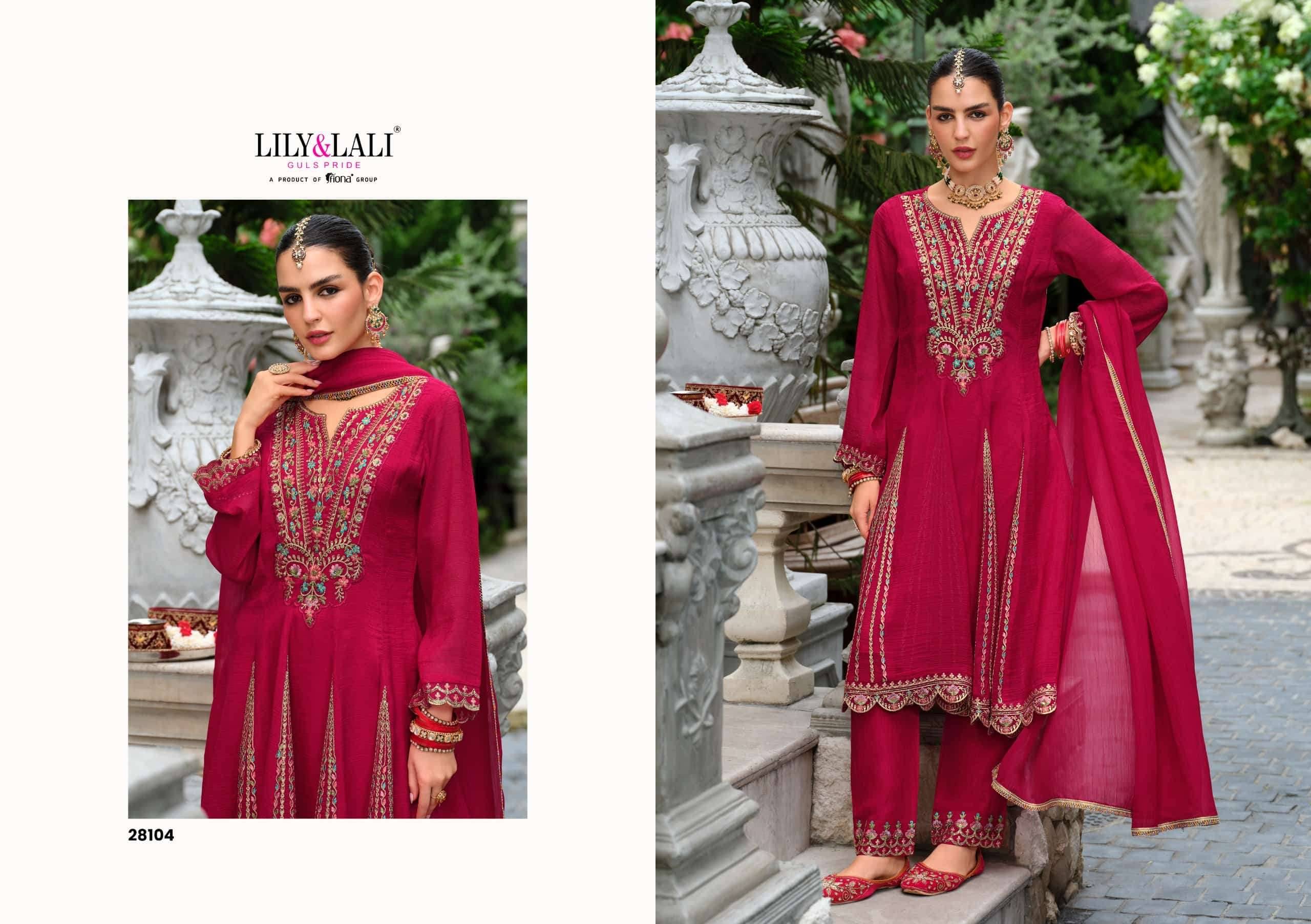 Lily And Lali Karwa Anarkali 2025 Edition Readymade Designer 3 Piece Dress 4 Pcs Catalog 