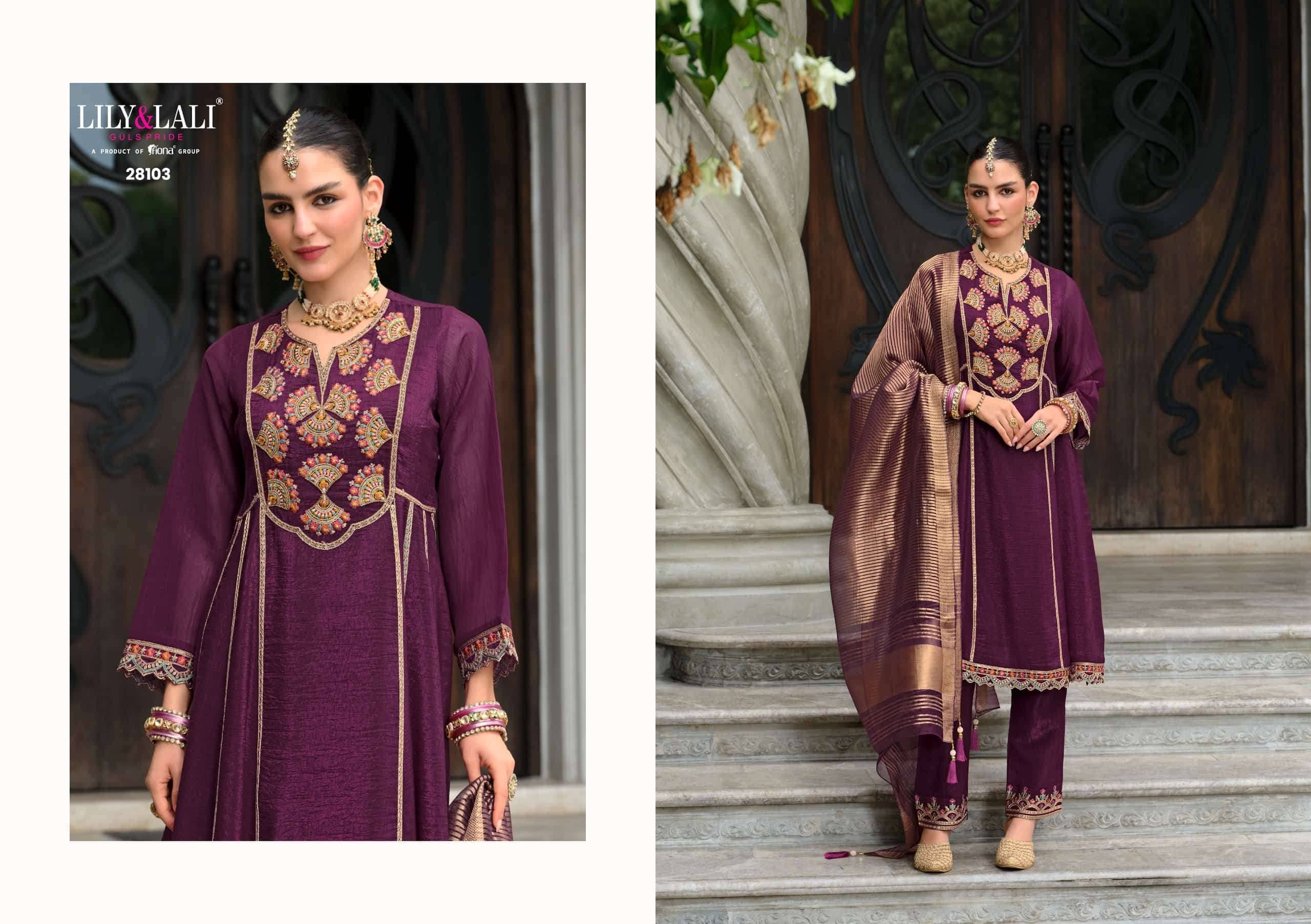 Lily And Lali Karwa Anarkali 2025 Edition Readymade Designer 3 Piece Dress 4 Pcs Catalog 