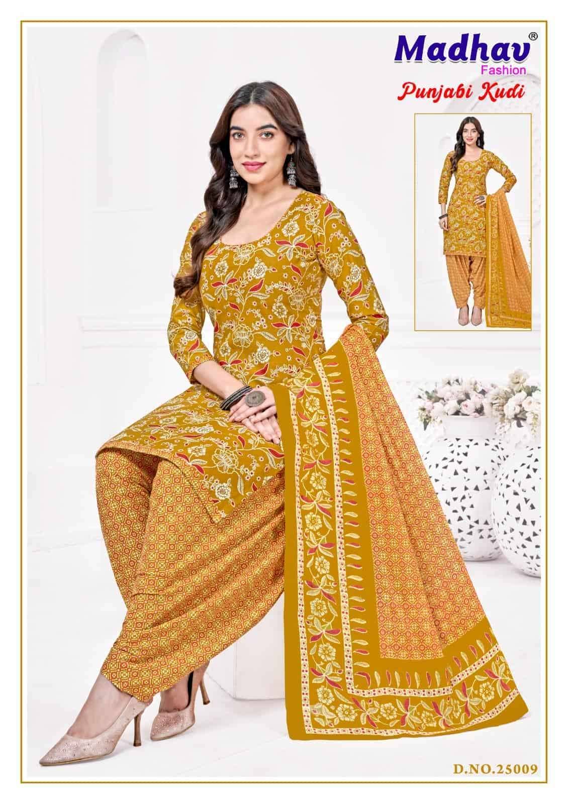 Madhav Fashion Punjabi Kudi Vol 25 Cotton Salwar Suit _ Surat Wholesale Market Price 10 Pcs Catalog 