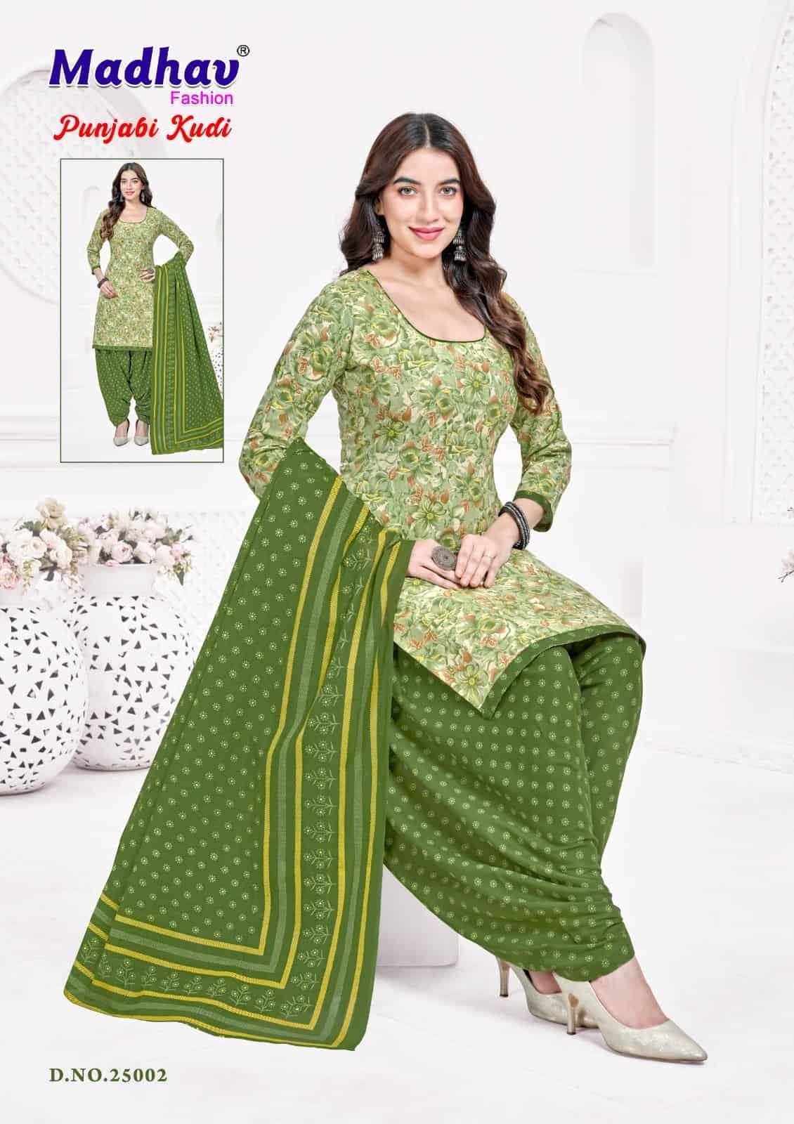 Madhav Fashion Punjabi Kudi Vol 25 Cotton Salwar Suit _ Surat Wholesale Market Price 10 Pcs Catalog 