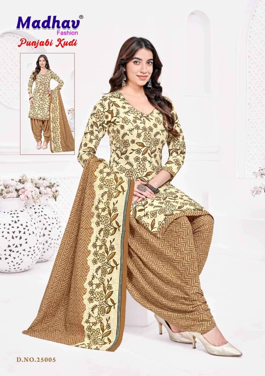 Madhav Fashion Punjabi Kudi Vol 25 Cotton Salwar Suit _ Surat Wholesale Market Price 10 Pcs Catalog 
