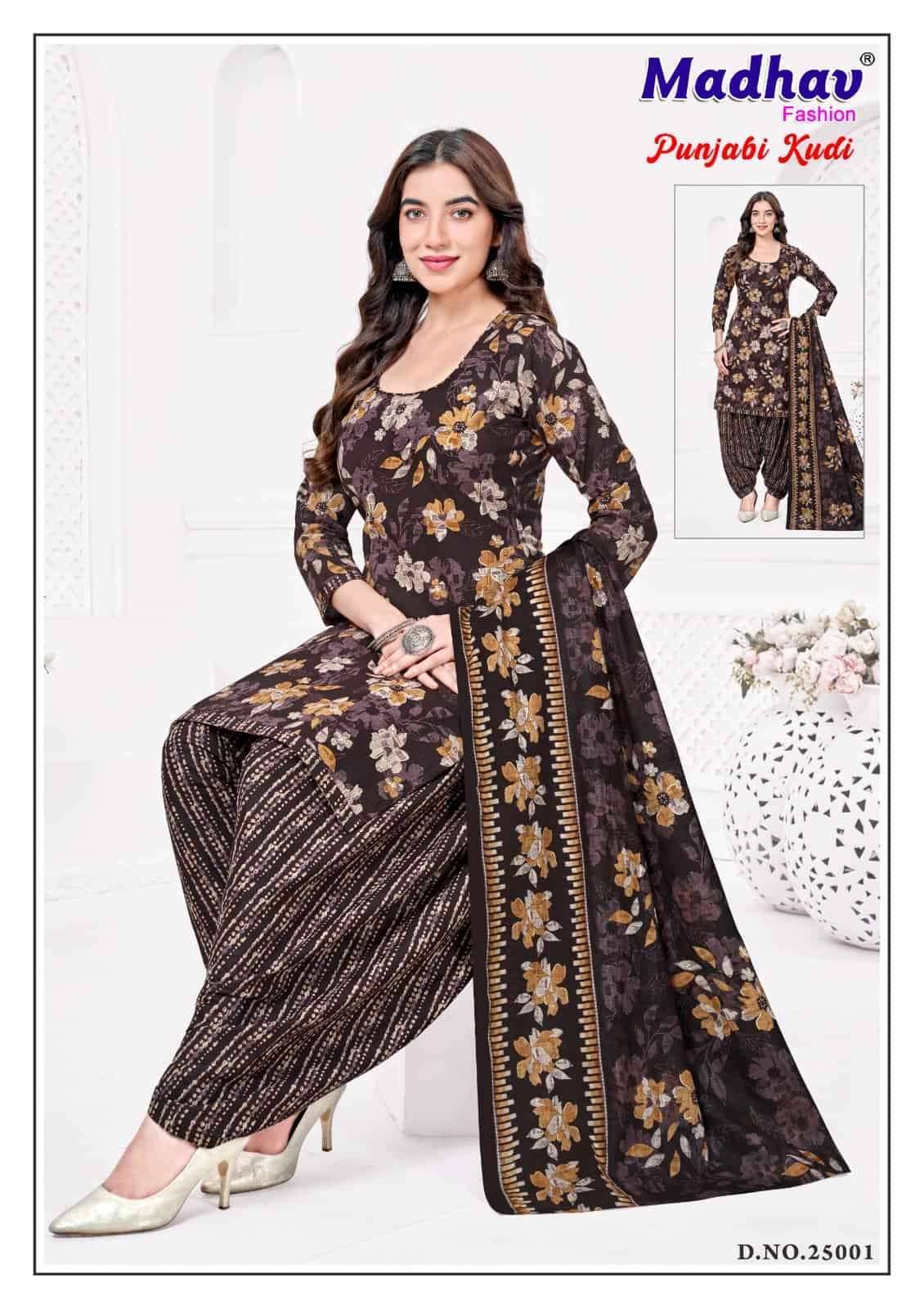 Madhav Fashion Punjabi Kudi Vol 25 Cotton Salwar Suit _ Surat Wholesale Market Price 10 Pcs Catalog 