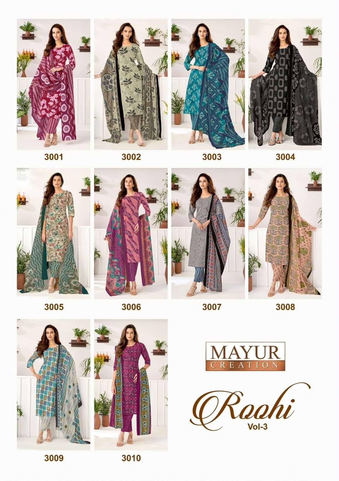 Mayur Roohi Vol 3 Pure Cotton Dress Material 10 Pcs Catalog