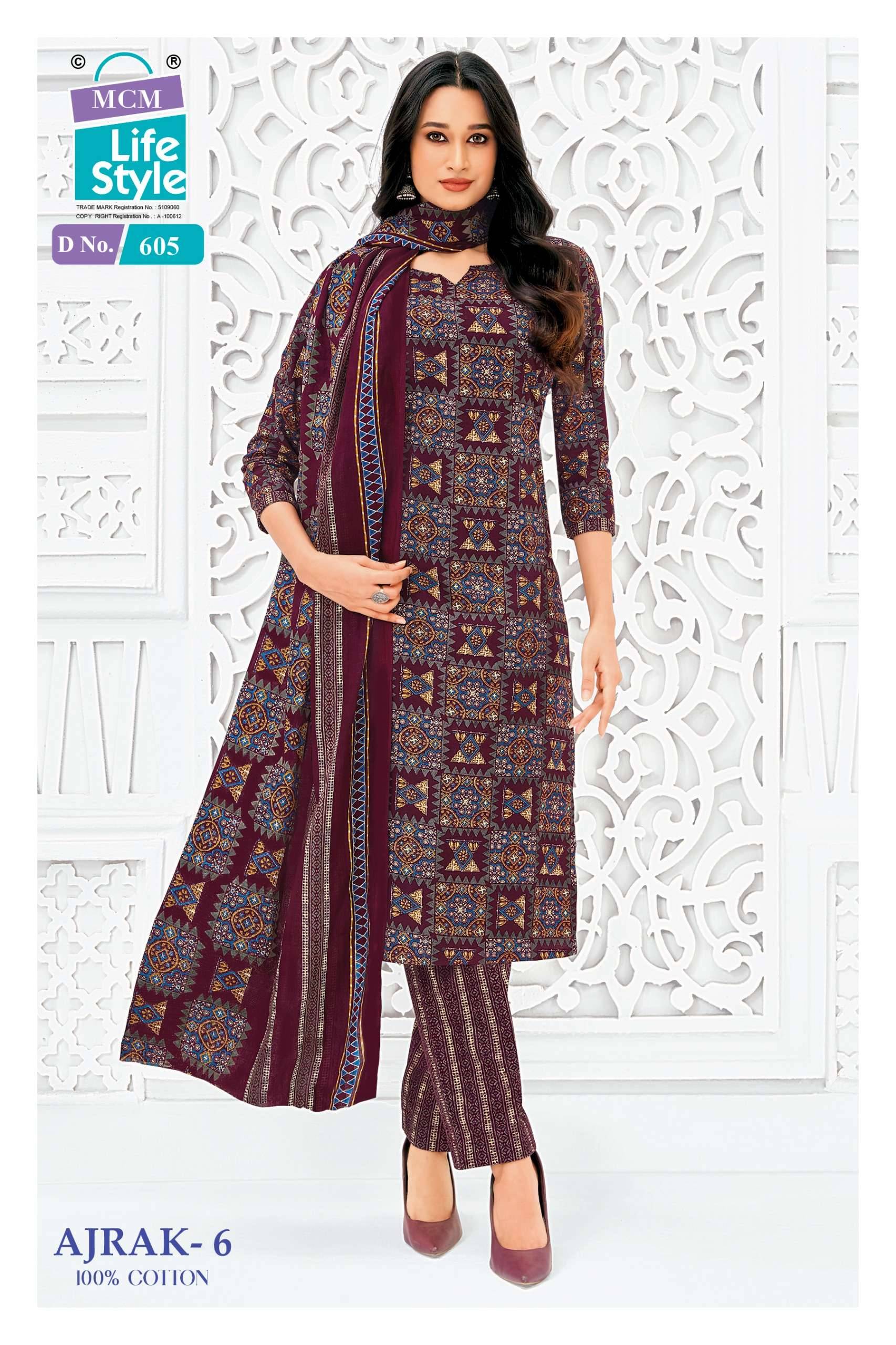MCM LIFESTYLE AJRAK VOL 6 COTTON PRINT READY MADE LADIES SUIT _ SURAT WHOLESALE MARKET 10 PCS CATALOG 