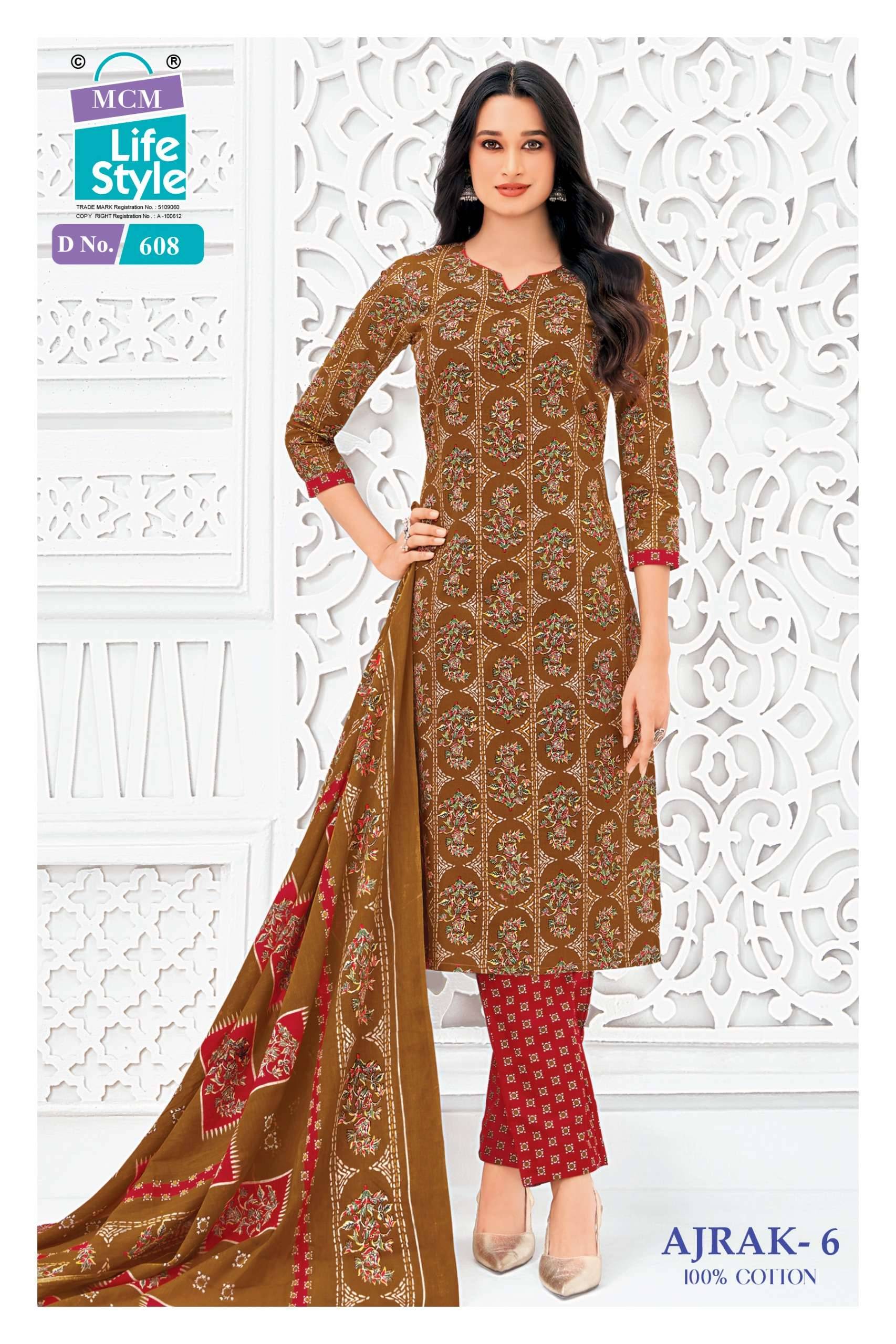 MCM LIFESTYLE AJRAK VOL 6 COTTON PRINT READY MADE LADIES SUIT _ SURAT WHOLESALE MARKET 10 PCS CATALOG 