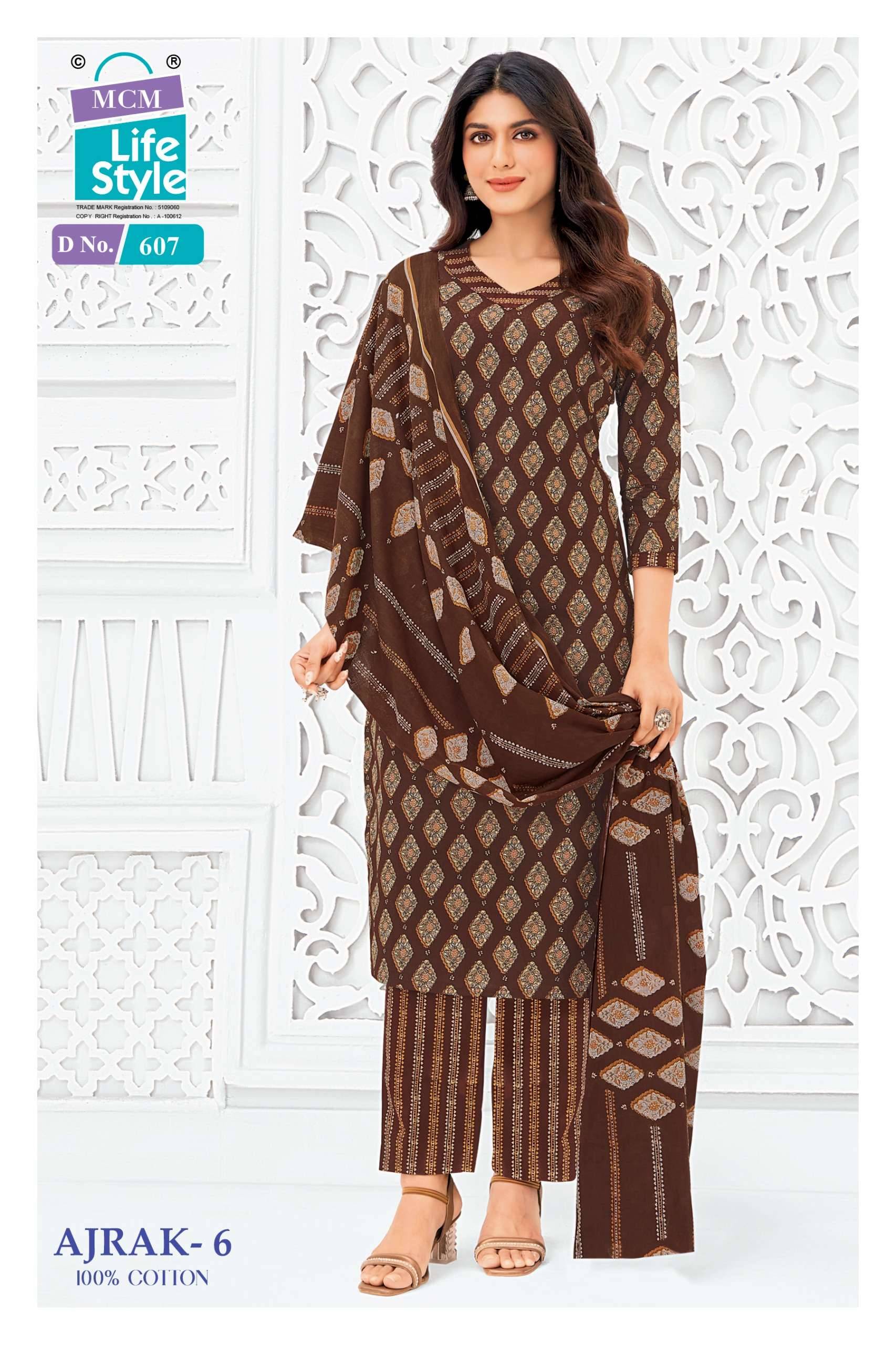 MCM LIFESTYLE AJRAK VOL 6 COTTON PRINT READY MADE LADIES SUIT _ SURAT WHOLESALE MARKET 10 PCS CATALOG 