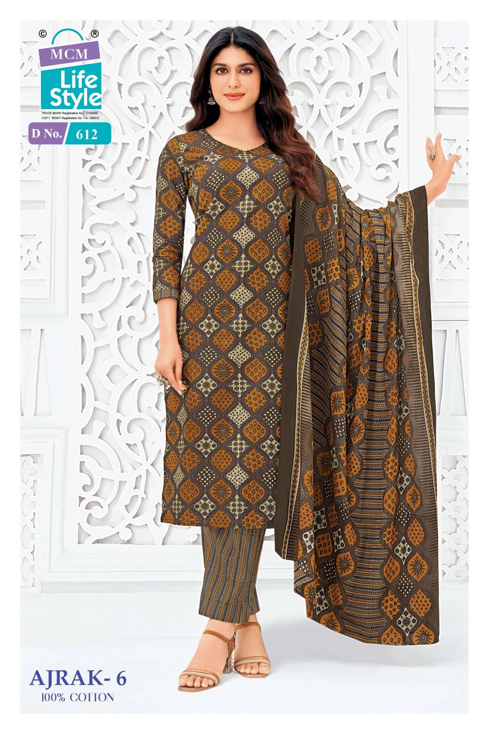 MCM LIFESTYLE AJRAK VOL 6 COTTON PRINT READY MADE LADIES SUIT _ SURAT WHOLESALE MARKET 10 PCS CATALOG 