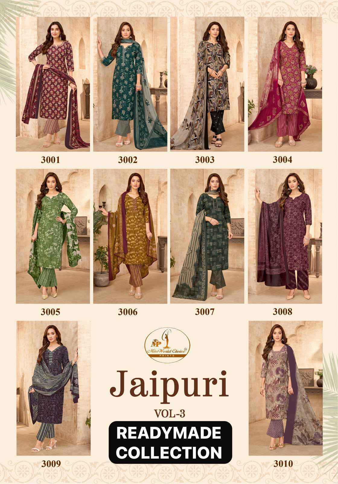 Miss World Choice Jaipuri Vol 3 Readymade Cotton Dress _ Surat Wholesale Market Price ( 10 Pcs Catalog )