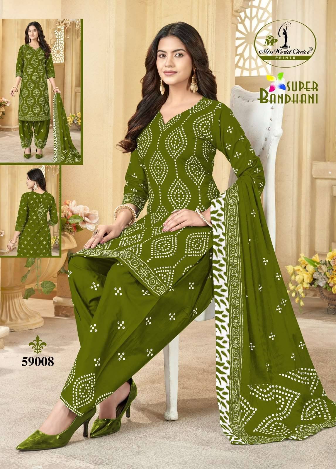 Miss World Choice Super Bandhani Vol 59 Pure Cotton Bandhani Dress Material 10 Pcs Catalog