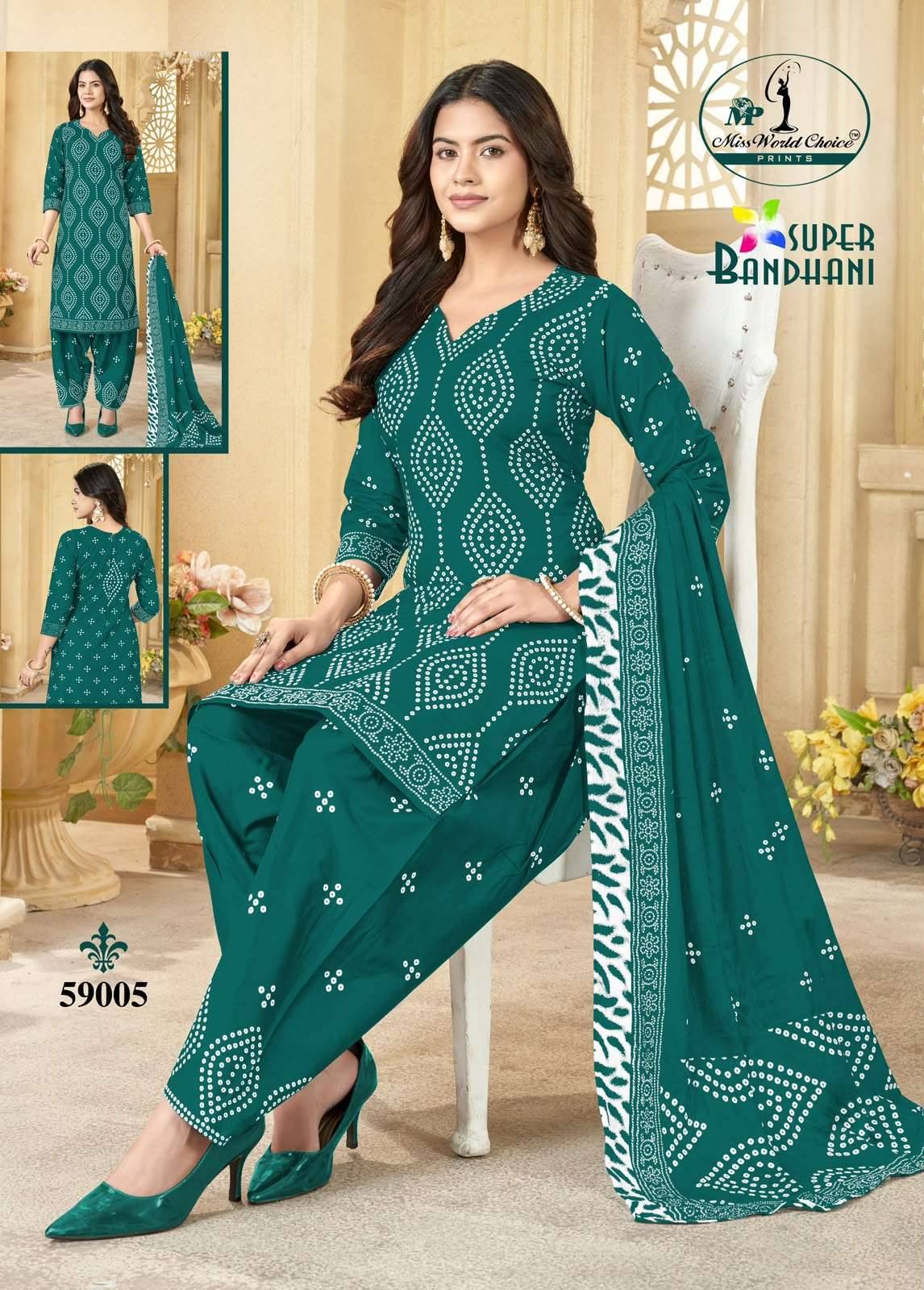 Miss World Choice Super Bandhani Vol 59 Pure Cotton Bandhani Dress Material 10 Pcs Catalog