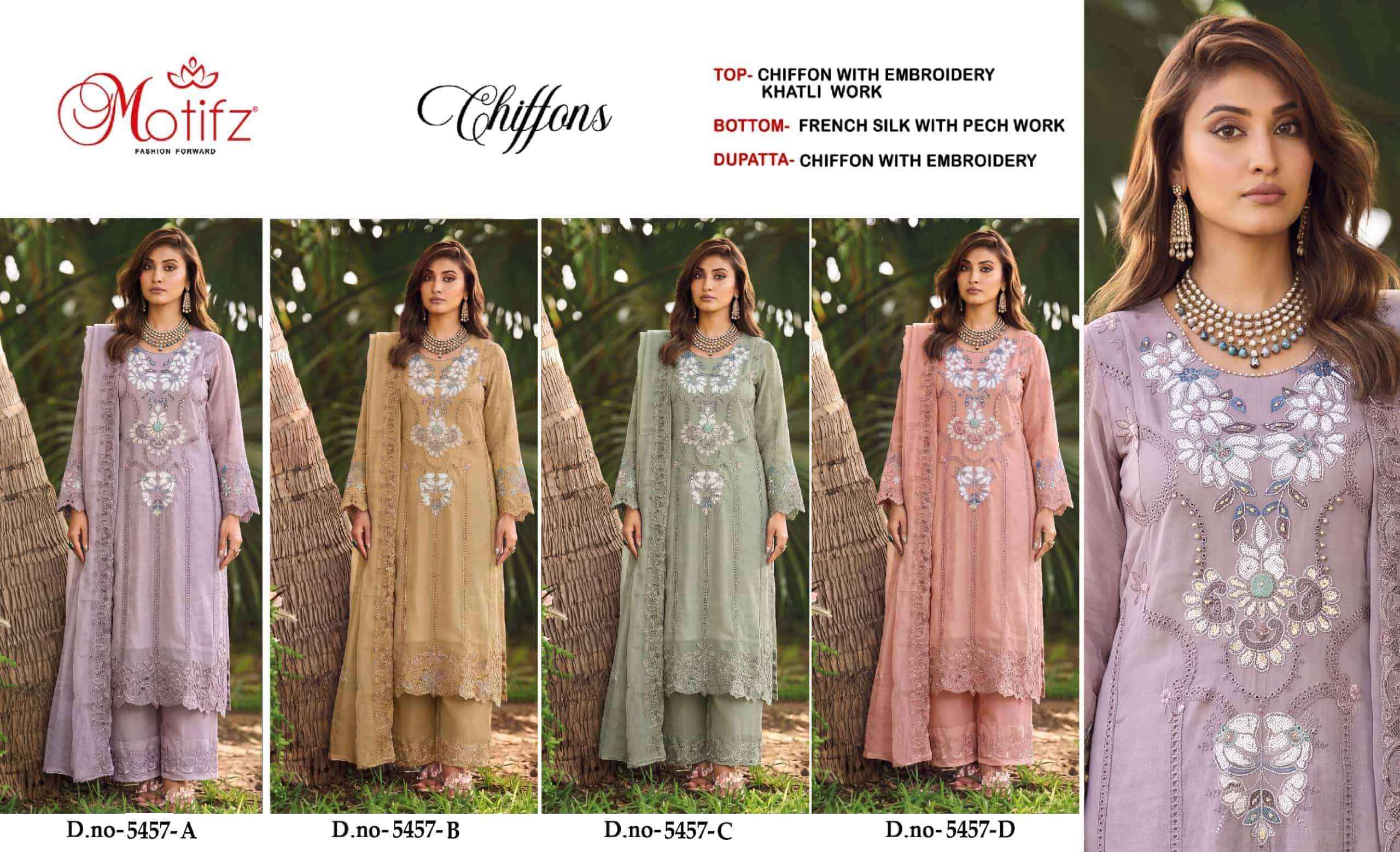 Motifz D 5457 Abcd Partywear Pakistani Dress Latest Catalogue 4 Pcs