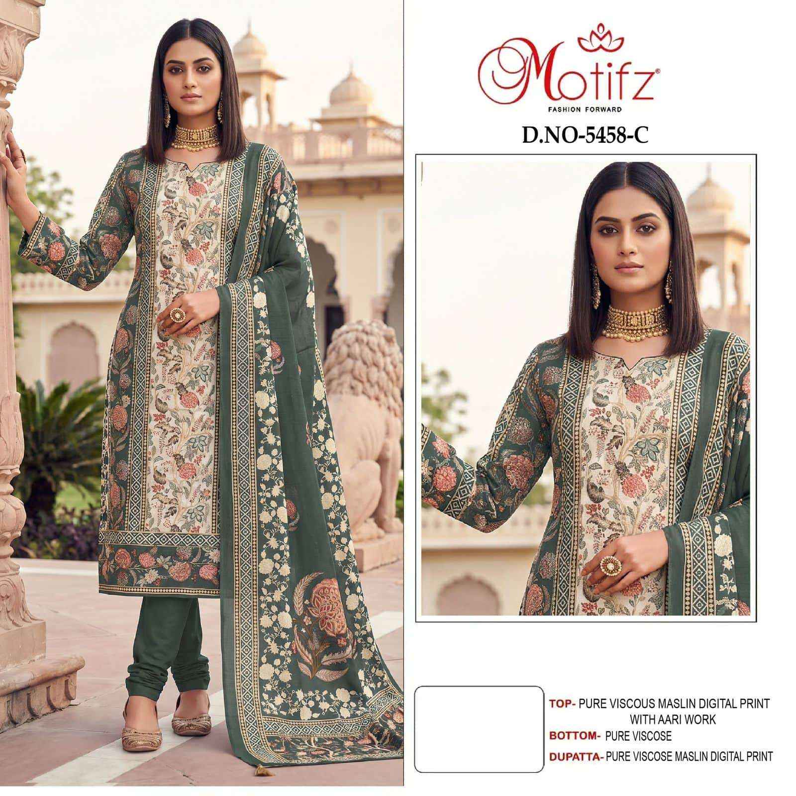 Motifz D 5458 Abcd Pure Viscose Muslin Pakistani Dress 4 Pcs Catalogue