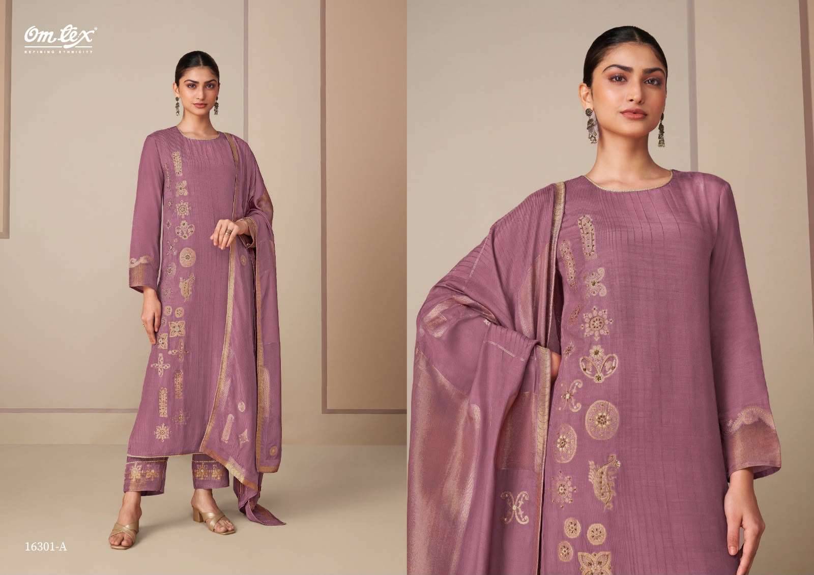 Omtex Rangtaari Exclusive Muslin Jacquard Salwar Suit _ Surat Wholesale Market Price ( 4 Pcs Catalog )