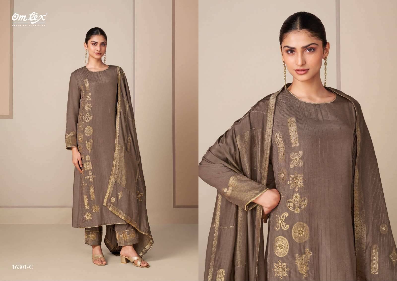 Omtex Rangtaari Exclusive Muslin Jacquard Salwar Suit _ Surat Wholesale Market Price ( 4 Pcs Catalog )