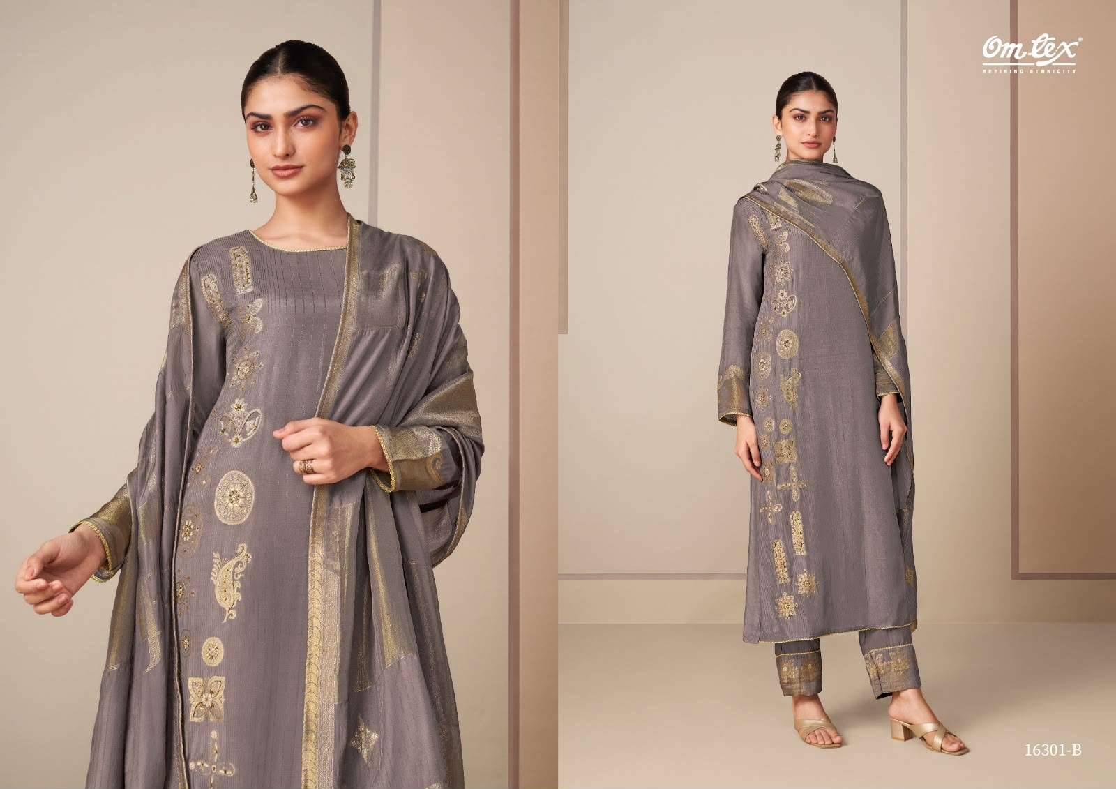 Omtex Rangtaari Exclusive Muslin Jacquard Salwar Suit _ Surat Wholesale Market Price ( 4 Pcs Catalog )