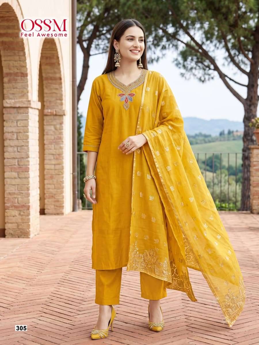 Ossm Nargis Vol 3 Premium Style Kurti Bottom Dupatta ( Set Of 6 Pcs )
