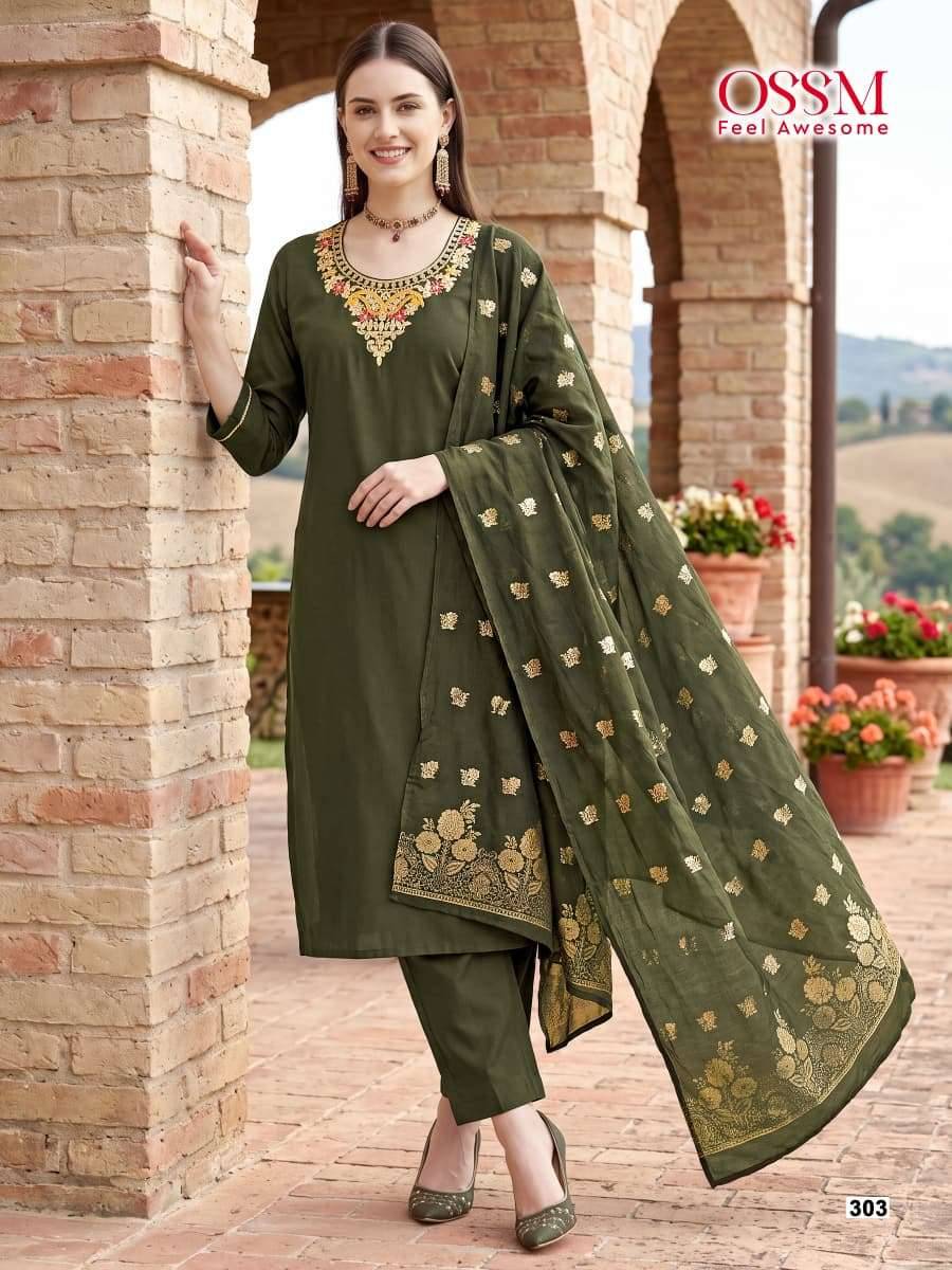 Ossm Nargis Vol 3 Premium Style Kurti Bottom Dupatta ( Set Of 6 Pcs )
