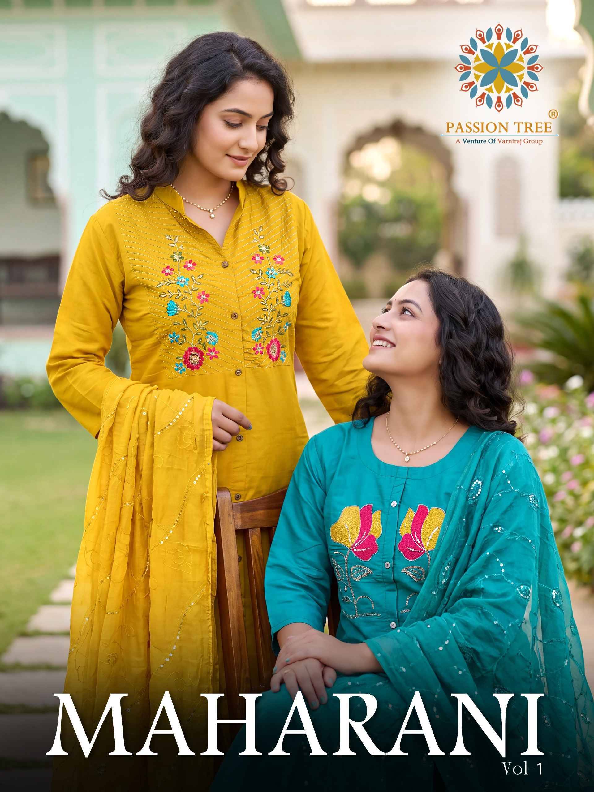 Passion Tree Maharani Vol 1 Roman Silk Kurti Combo 8 pcs Catalog 