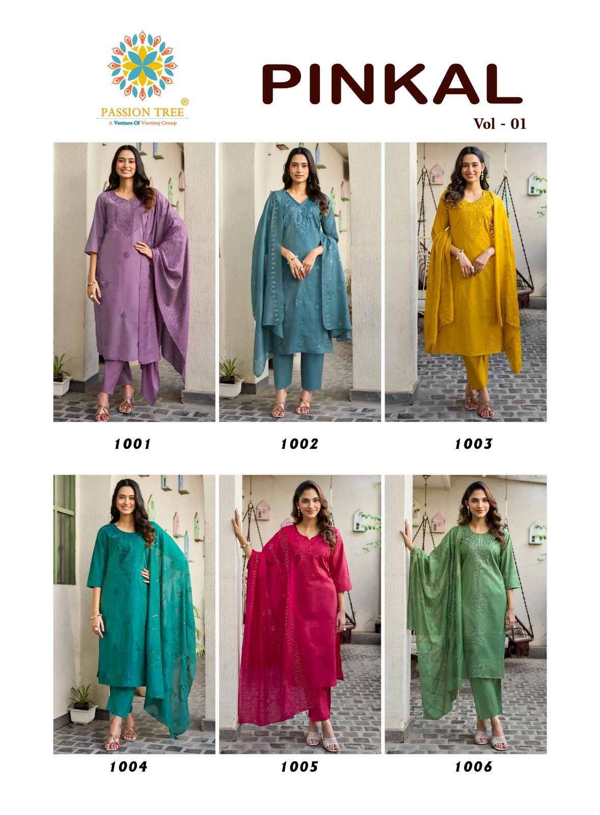 Passion Tree Pinkal Vol 1 Roman Shimmer Kurti 6 pcs Catalog