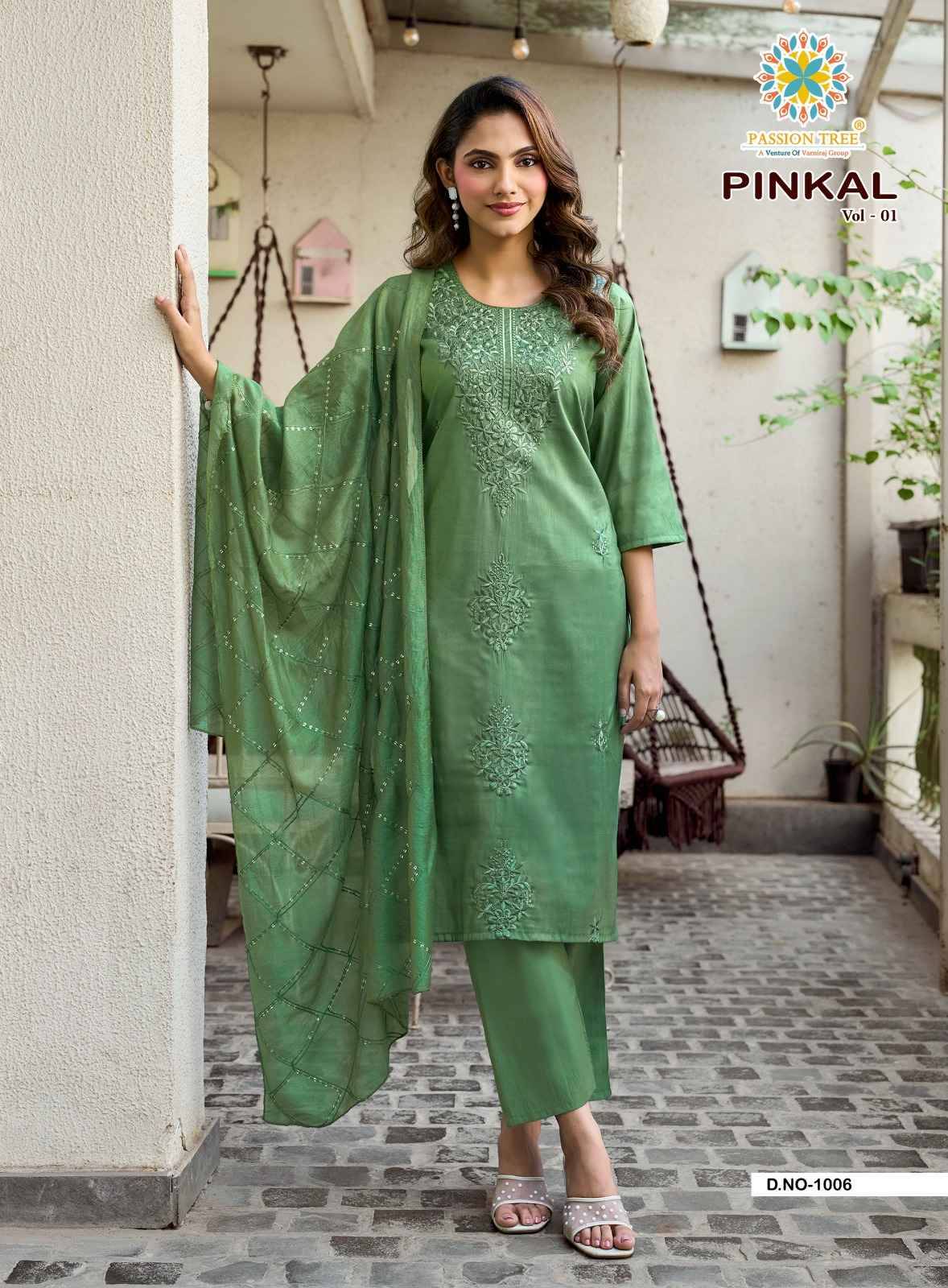 Passion Tree Pinkal Vol 1 Roman Shimmer Kurti 6 pcs Catalog