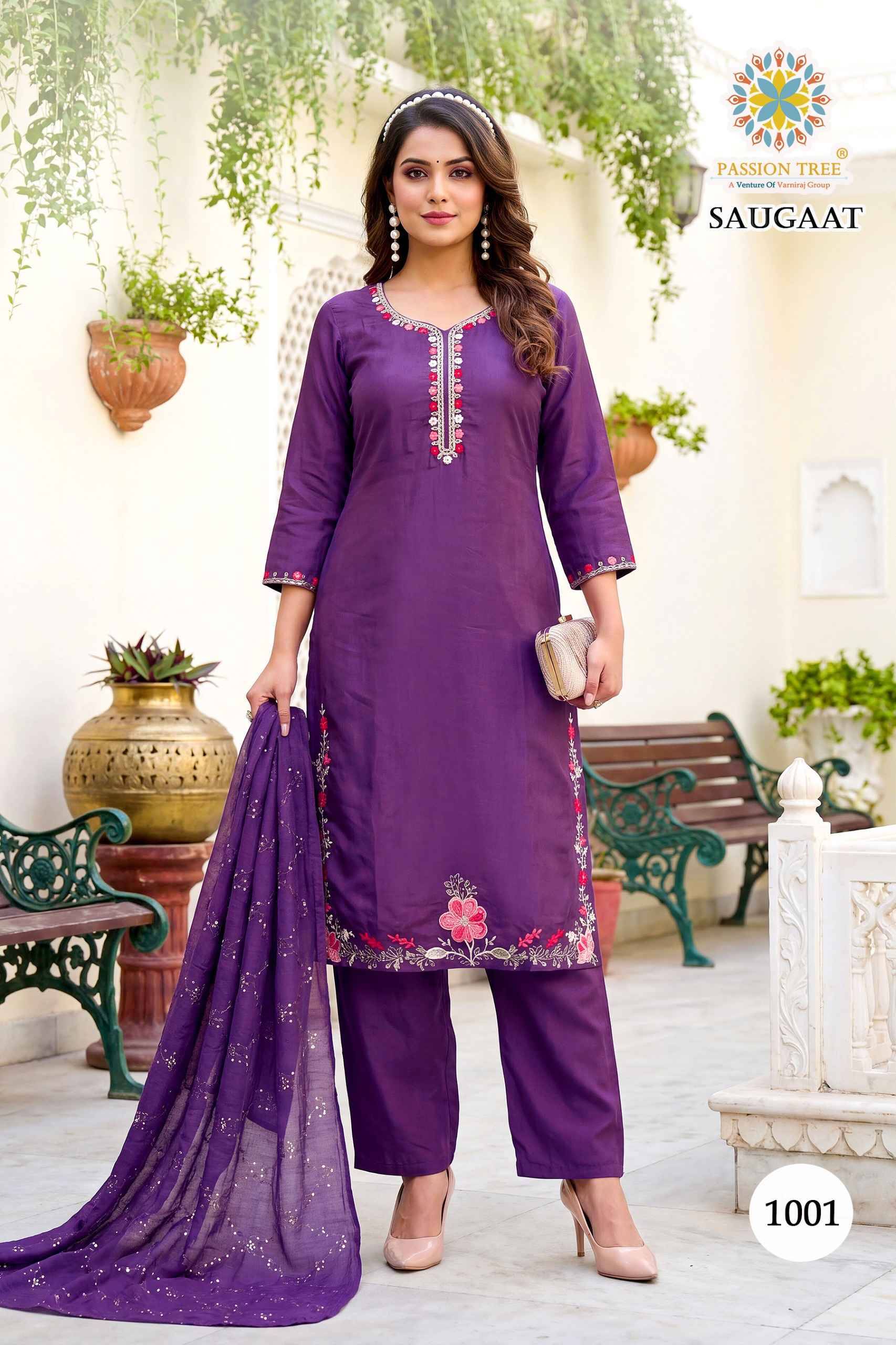 Passion Tree Saugaat Vol 1 Mal Chanderi Kurti Combo 8 pcs Catalog