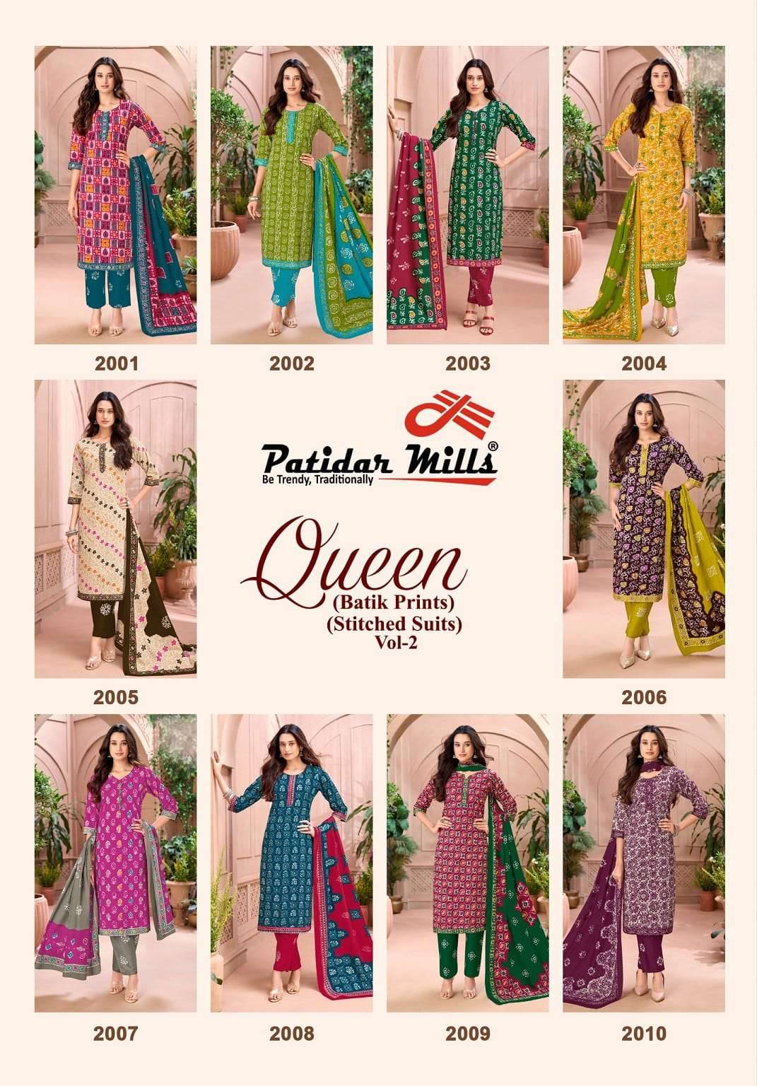 Patidar Mills Queen Vol 2 Readymade Cotton Batik Suit 10 Pcs Catalog