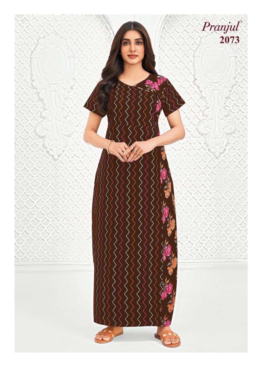 PRANJUL FASHION PRAGATI VOL 20 COTTON PRINTED NIGHT WEAR GOWN COLLECTION 30 PCS CATALOG 