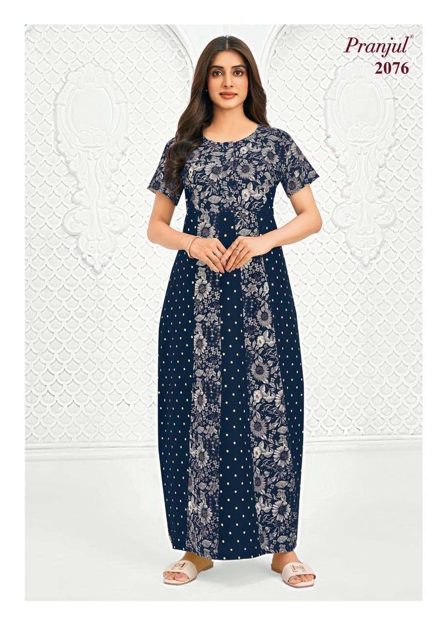 PRANJUL FASHION PRAGATI VOL 20 COTTON PRINTED NIGHT WEAR GOWN COLLECTION 30 PCS CATALOG 
