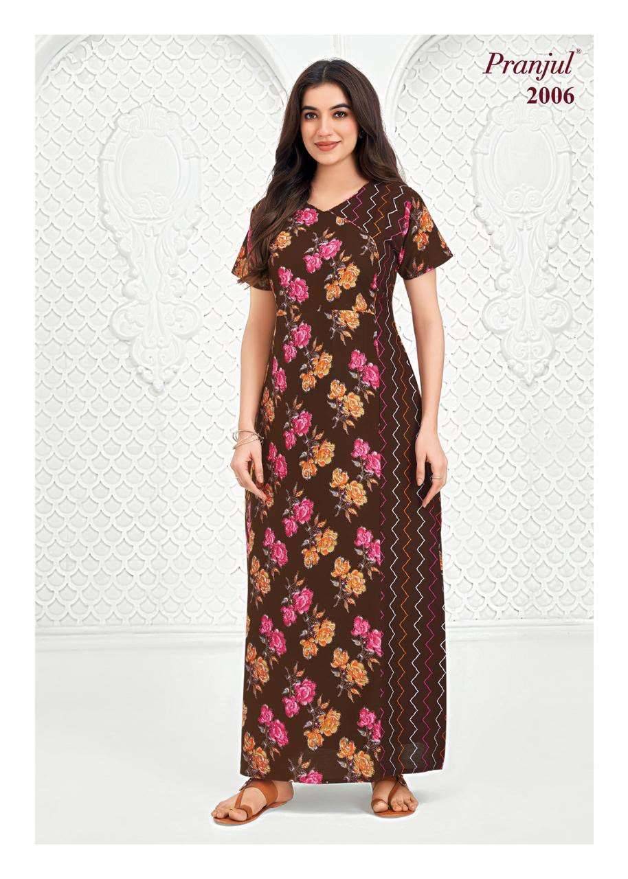 PRANJUL FASHION PRAGATI VOL 20 COTTON PRINTED NIGHT WEAR GOWN COLLECTION 30 PCS CATALOG 