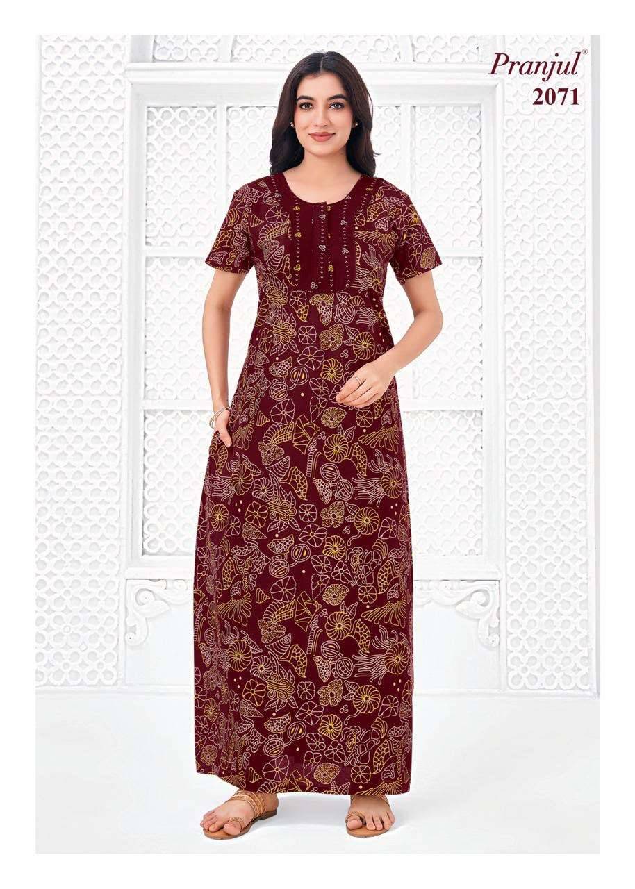 PRANJUL FASHION PRAGATI VOL 20 COTTON PRINTED NIGHT WEAR GOWN COLLECTION 30 PCS CATALOG 