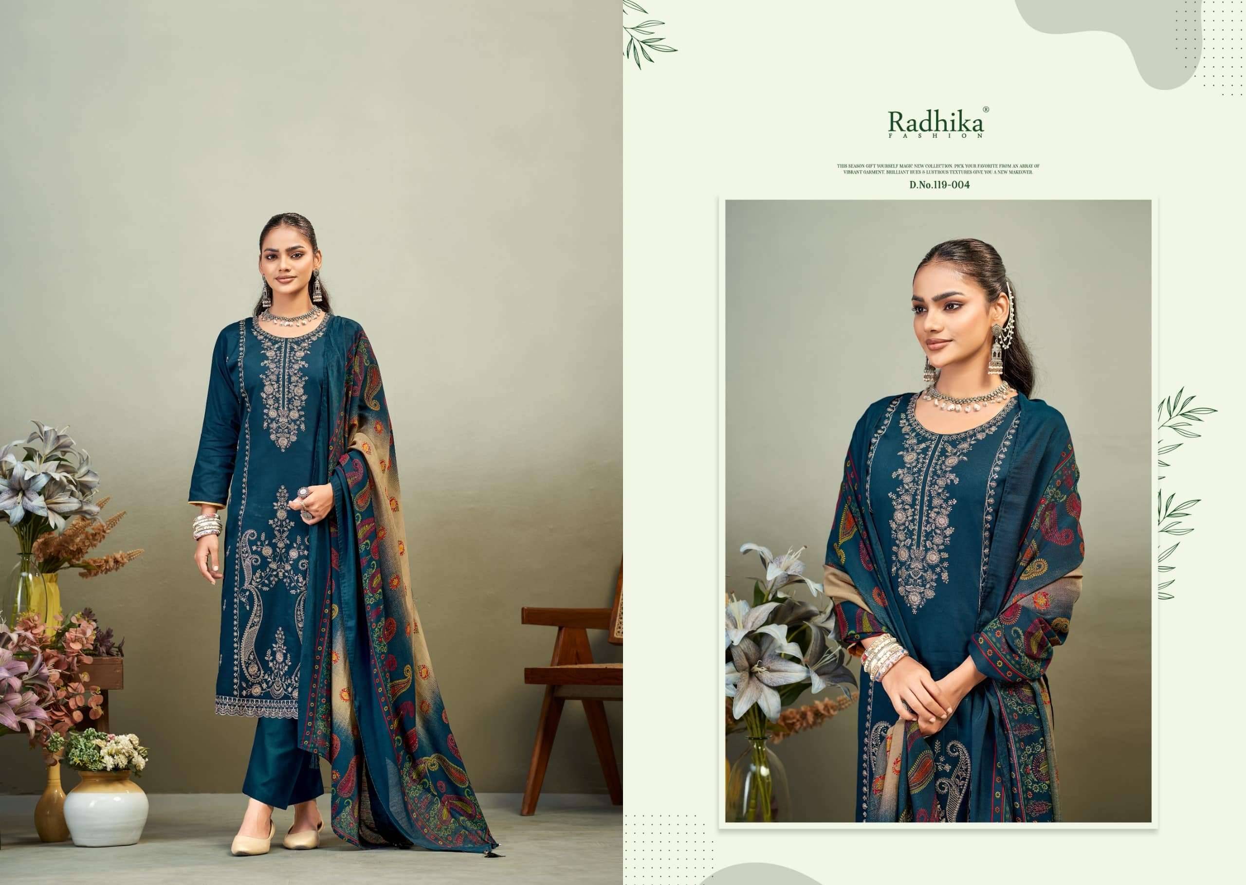 Radhika Azara Zaira Vol 1 Pure Zam Dress Material 6 Pcs Catalog | Surat Textile Market