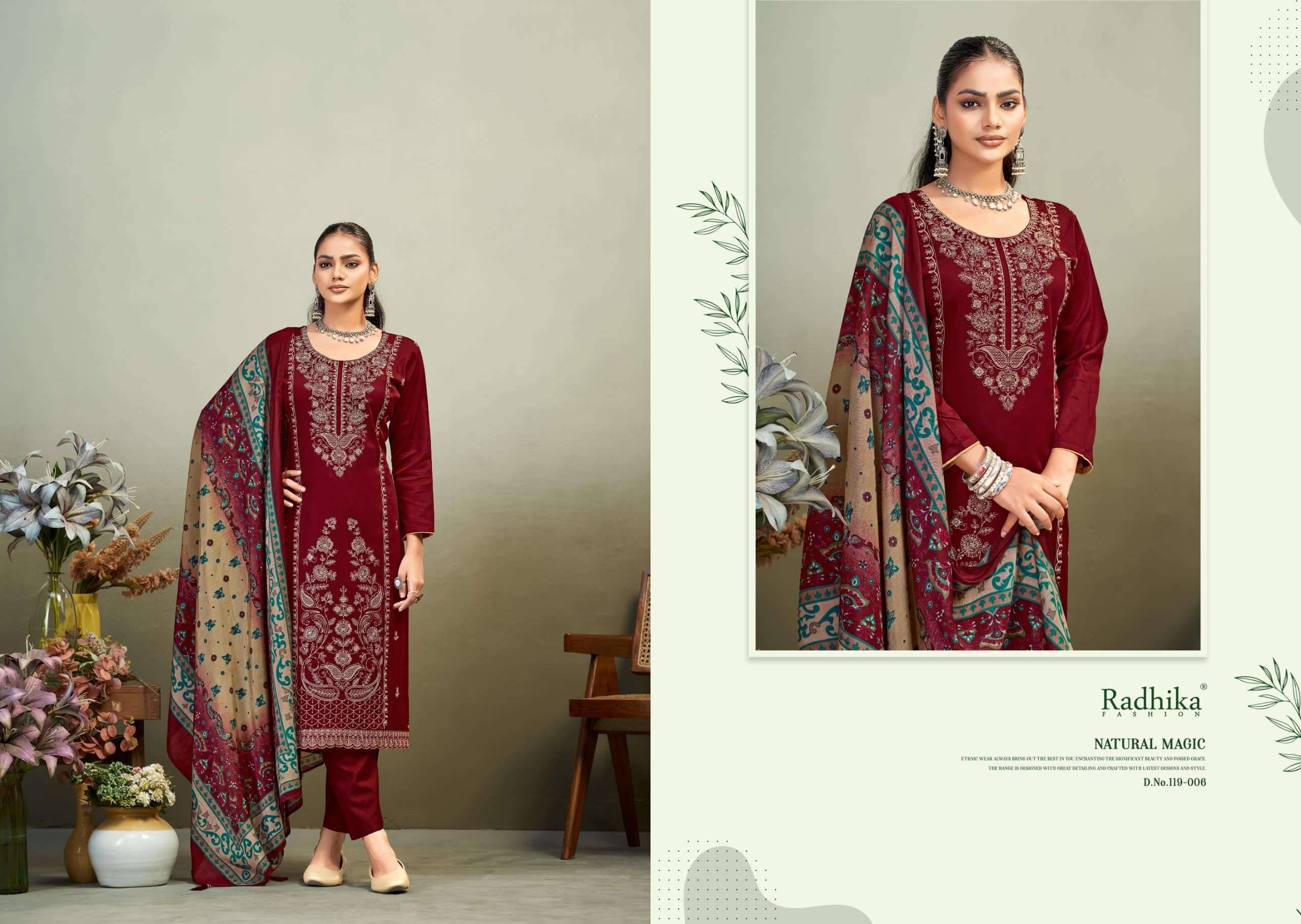 Radhika Azara Zaira Vol 1 Pure Zam Dress Material 6 Pcs Catalog | Surat Textile Market
