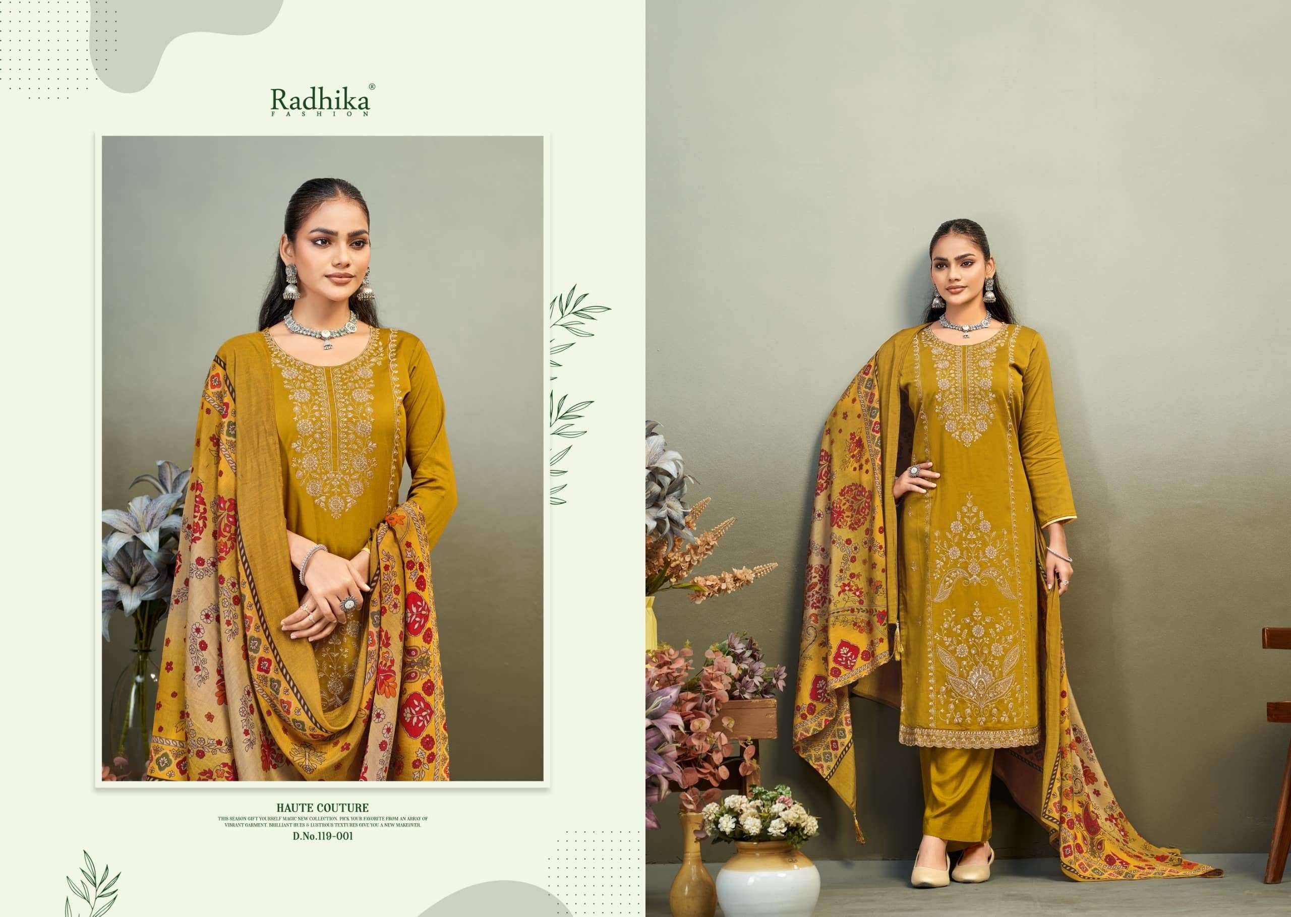 Radhika Azara Zaira Vol 1 Pure Zam Dress Material 6 Pcs Catalog | Surat Textile Market