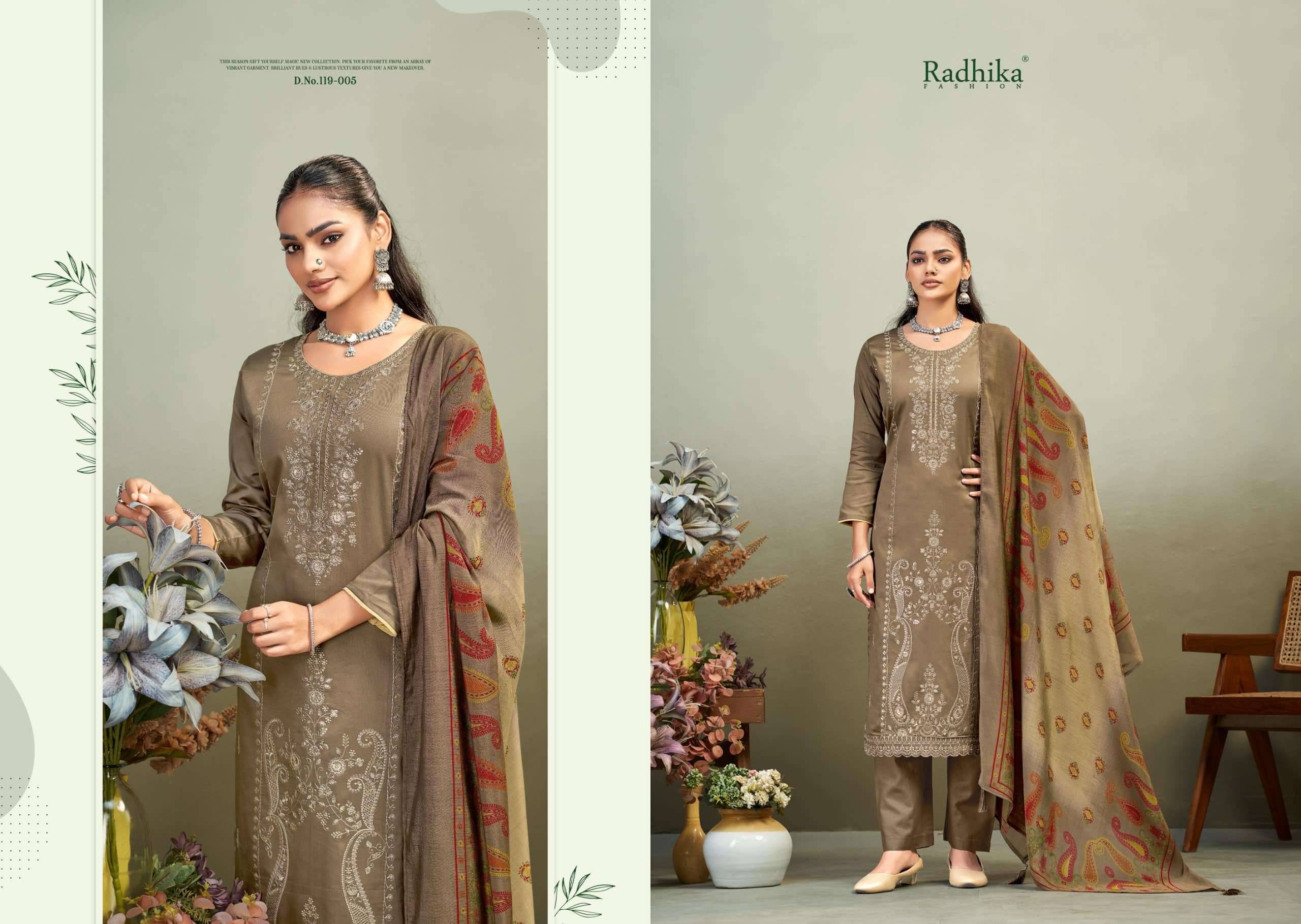 Radhika Azara Zaira Vol 1 Pure Zam Dress Material 6 Pcs Catalog | Surat Textile Market