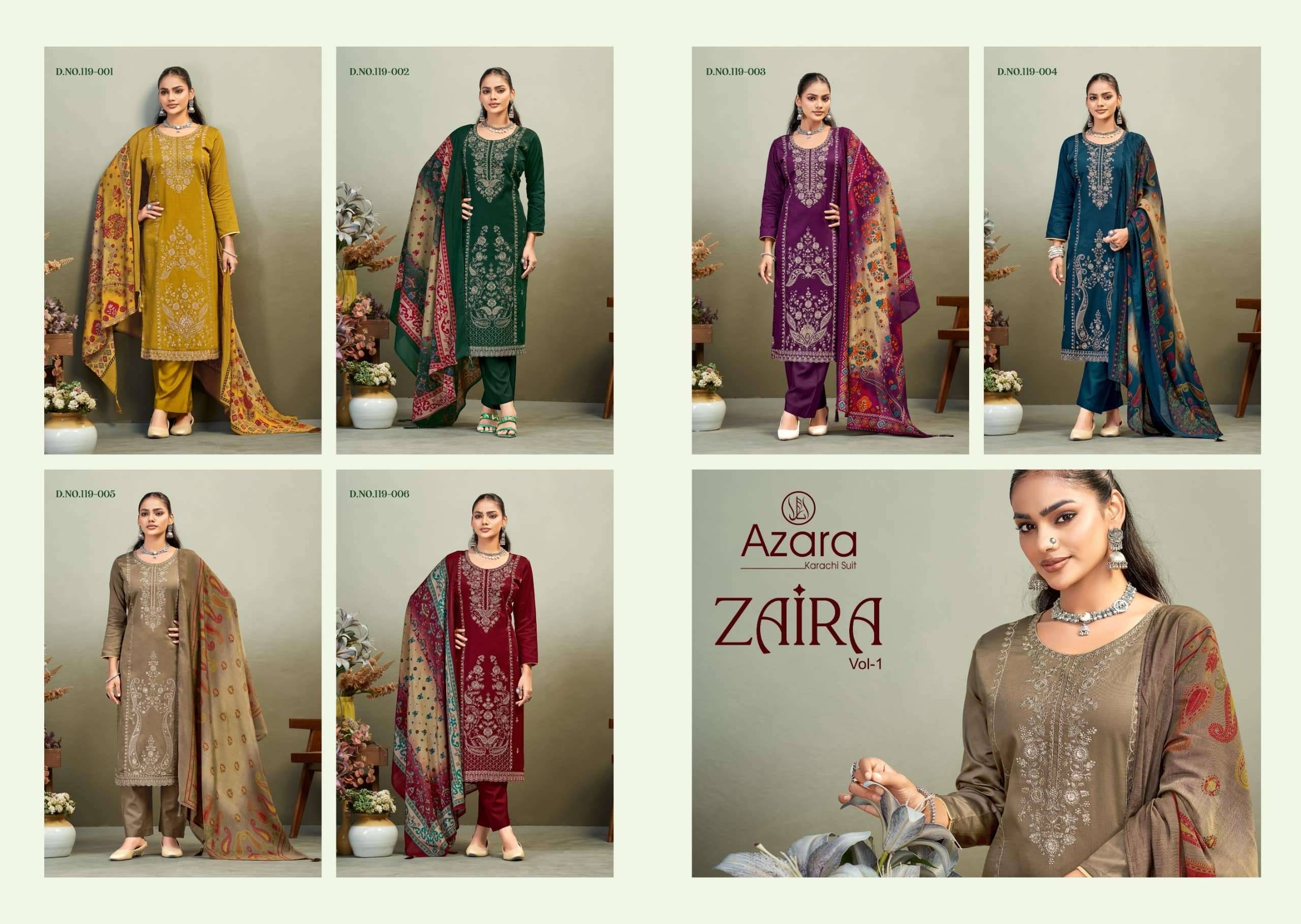 Radhika Azara Zaira Vol 1 Pure Zam Dress Material 6 Pcs Catalog | Surat Textile Market