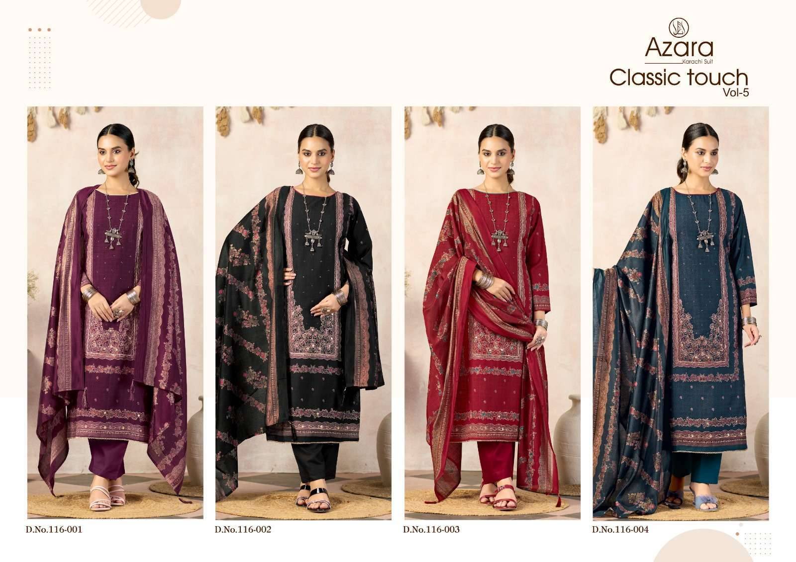 RADHIKA FASHION AZARA CLASSIC TOUCH VOL 5 VISCOSE DRESS MATERIAL 4 PCS CATALOG