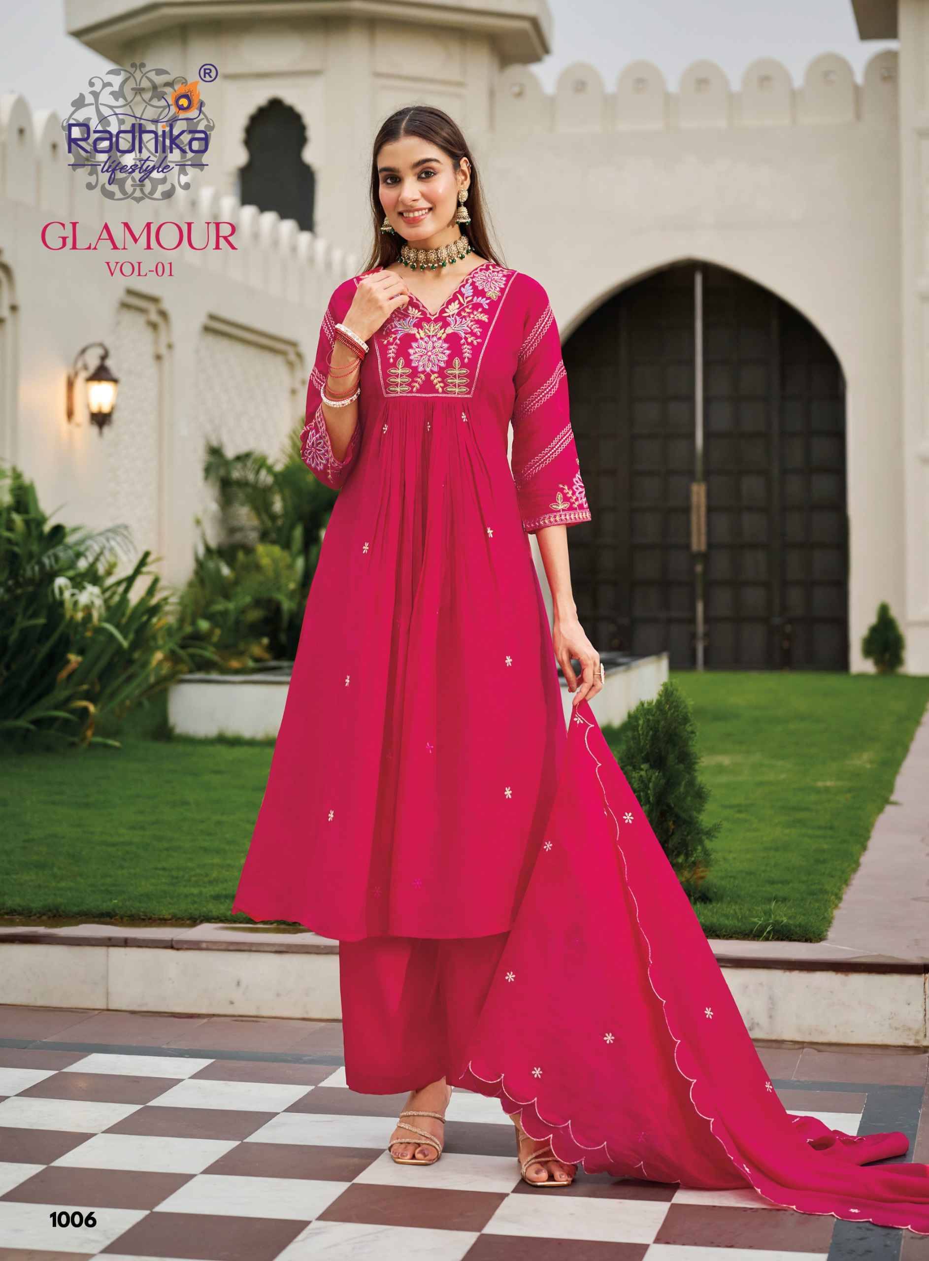 Radhika Lifestyle Glamour Vol 1 Mul Chanderi Kurti Combo 6 pcs Catalog