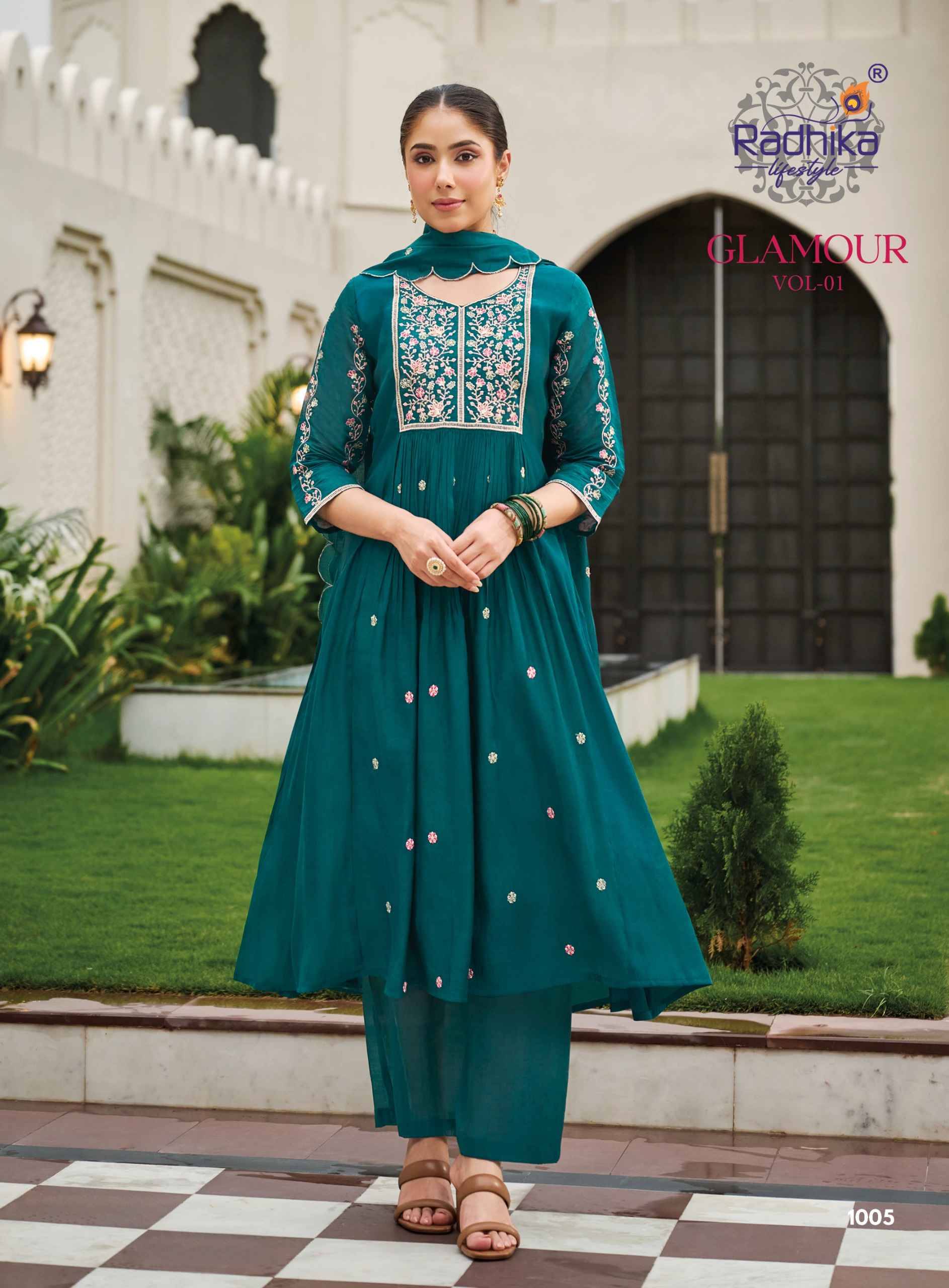 Radhika Lifestyle Glamour Vol 1 Mul Chanderi Kurti Combo 6 pcs Catalog