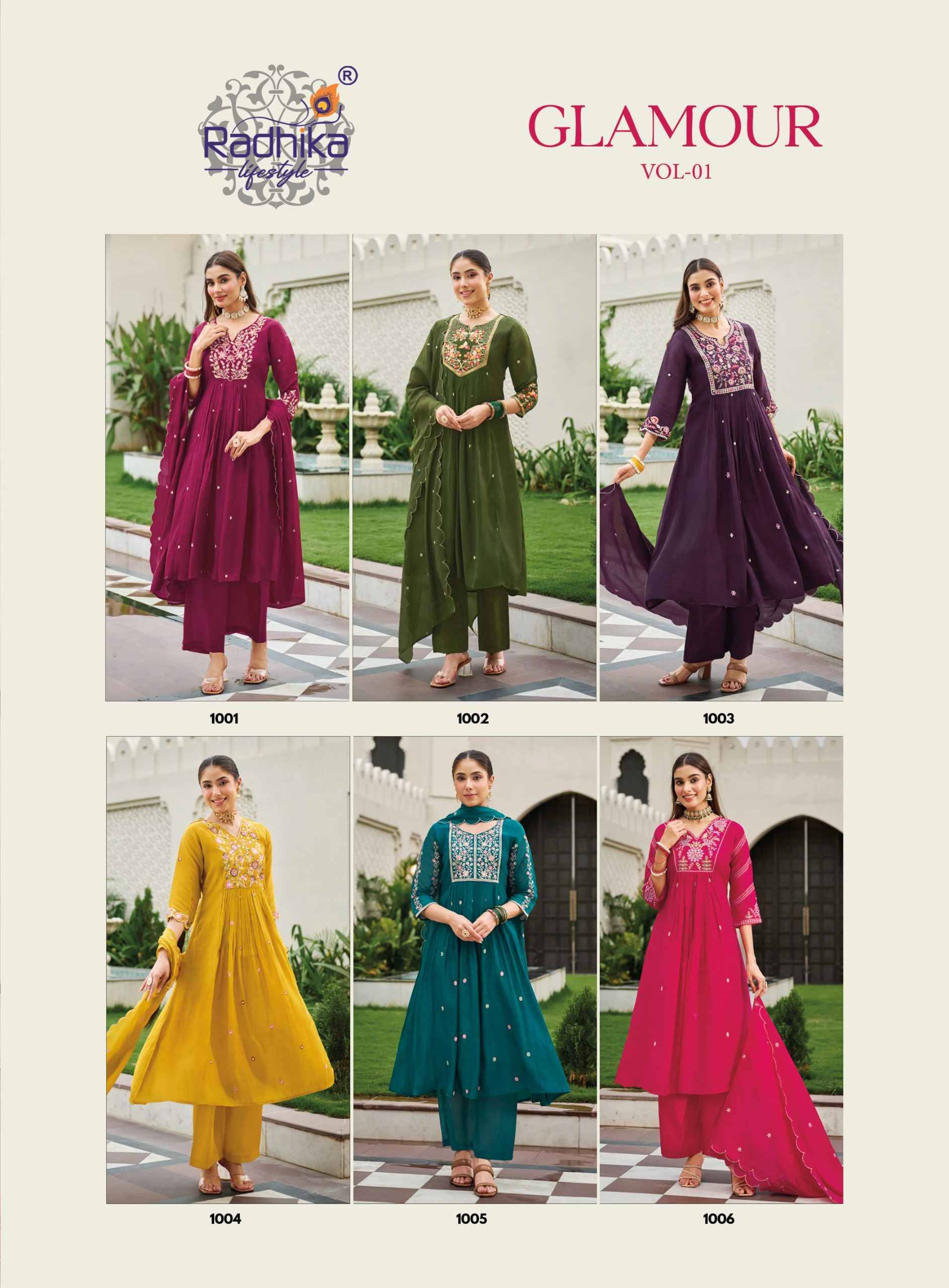 Radhika Lifestyle Glamour Vol 1 Mul Chanderi Kurti Combo 6 pcs Catalog