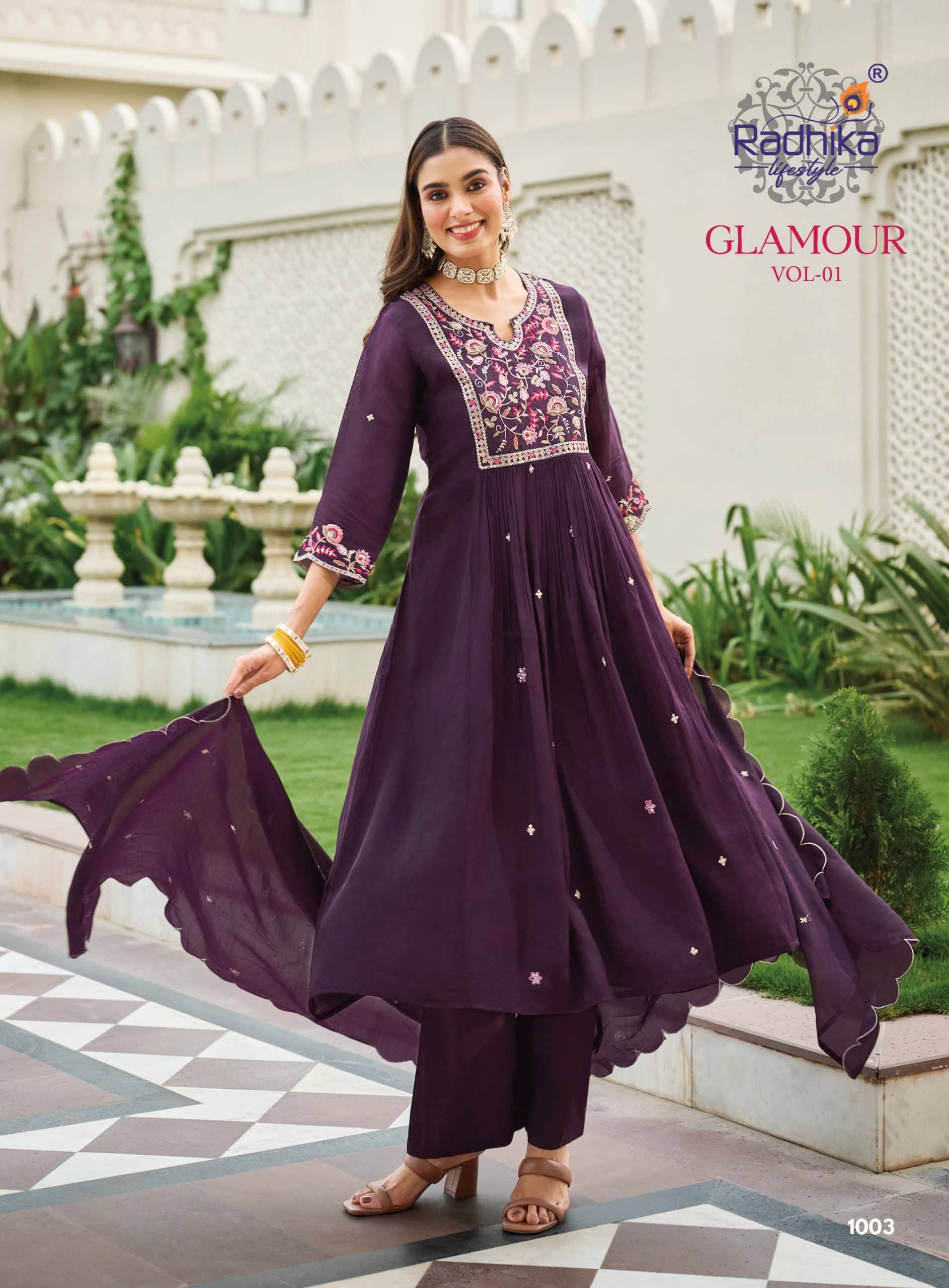 Radhika Lifestyle Glamour Vol 1 Mul Chanderi Kurti Combo 6 pcs Catalog