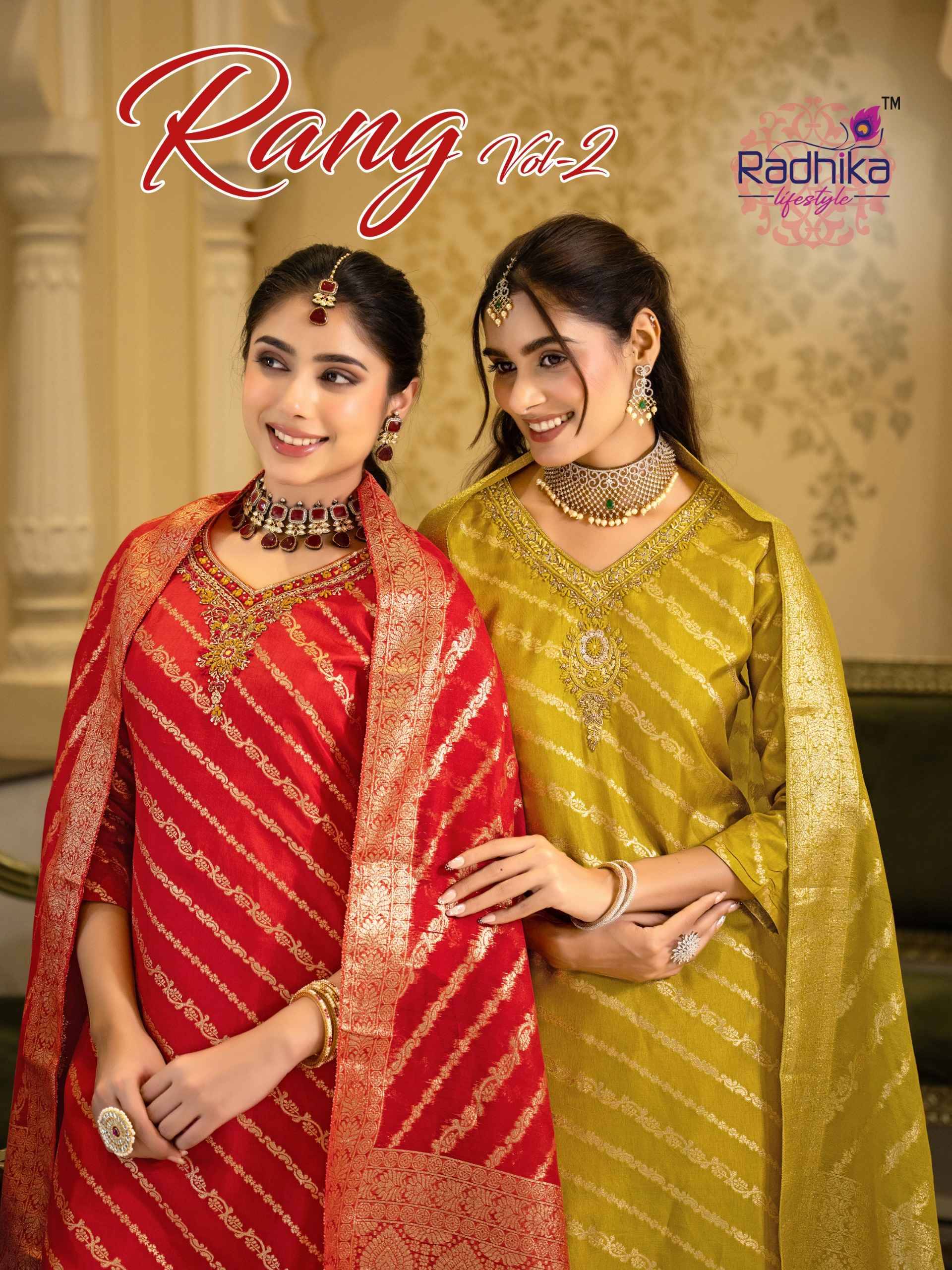 Radhika Lifestyle Rang Vol 2 Dola Silk Jacquard Kurtis  6 pcs Catalog