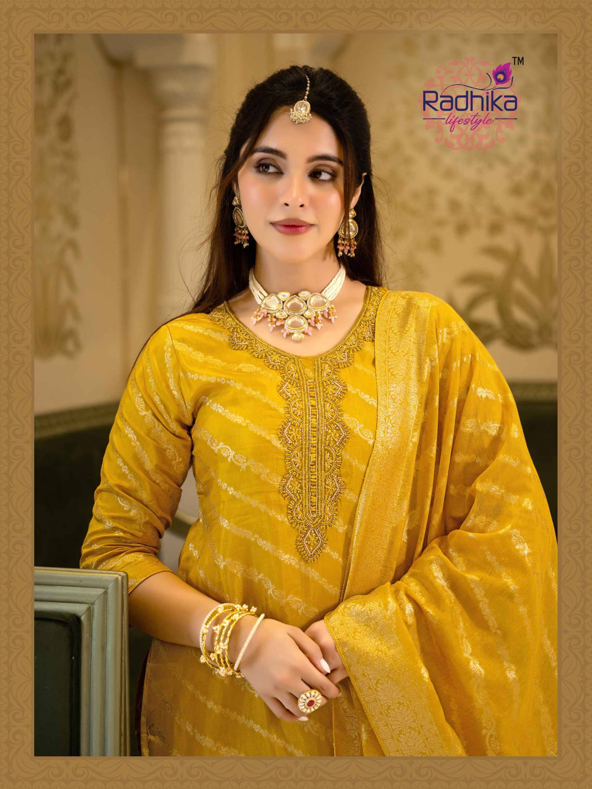 Radhika Lifestyle Rang Vol 2 Dola Silk Jacquard Kurtis  6 pcs Catalog