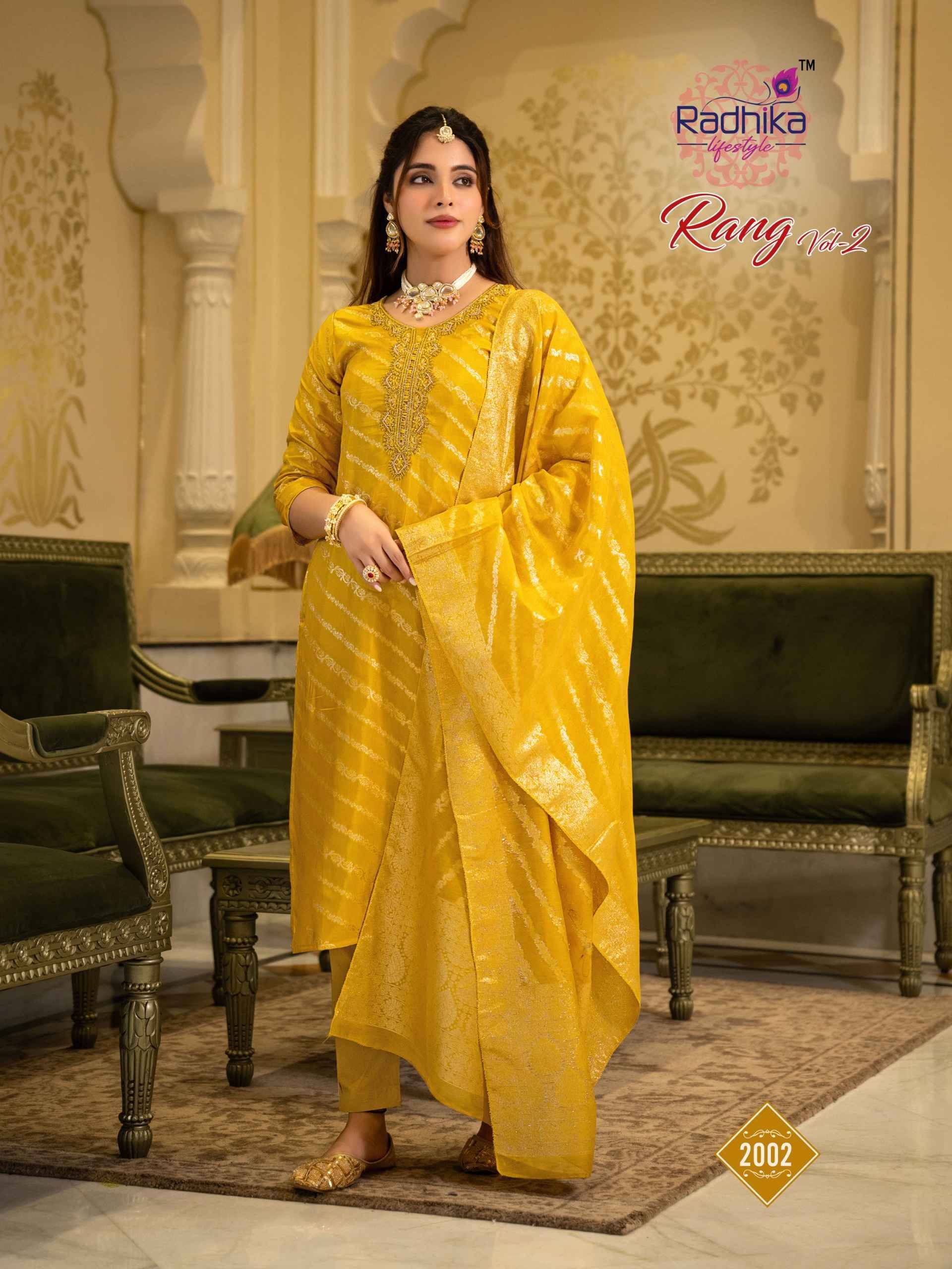 Radhika Lifestyle Rang Vol 2 Dola Silk Jacquard Kurtis  6 pcs Catalog