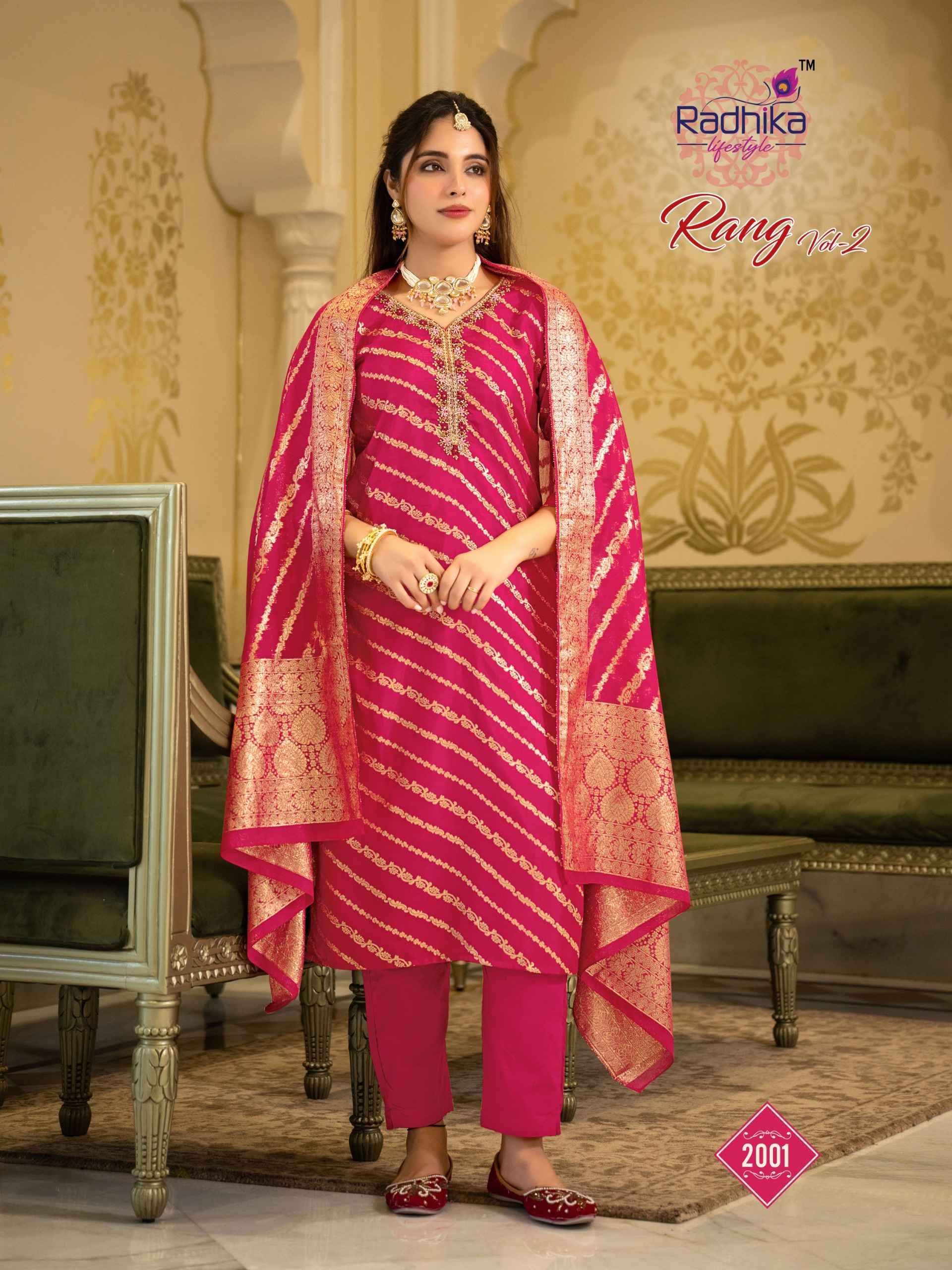 Radhika Lifestyle Rang Vol 2 Dola Silk Jacquard Kurtis  6 pcs Catalog