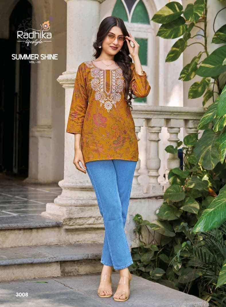 Radhika Lifestyle Summer Shine Vol 3 Cotton Kurti 8 pcs Catalogue