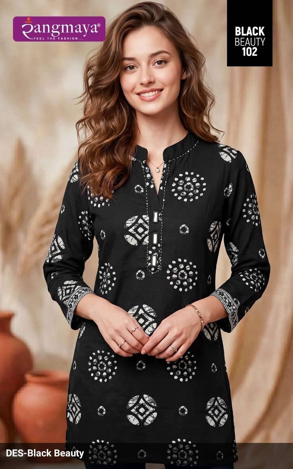 Rangmaya Black Beauty Premium Wear Short Tops Catalog Exporters