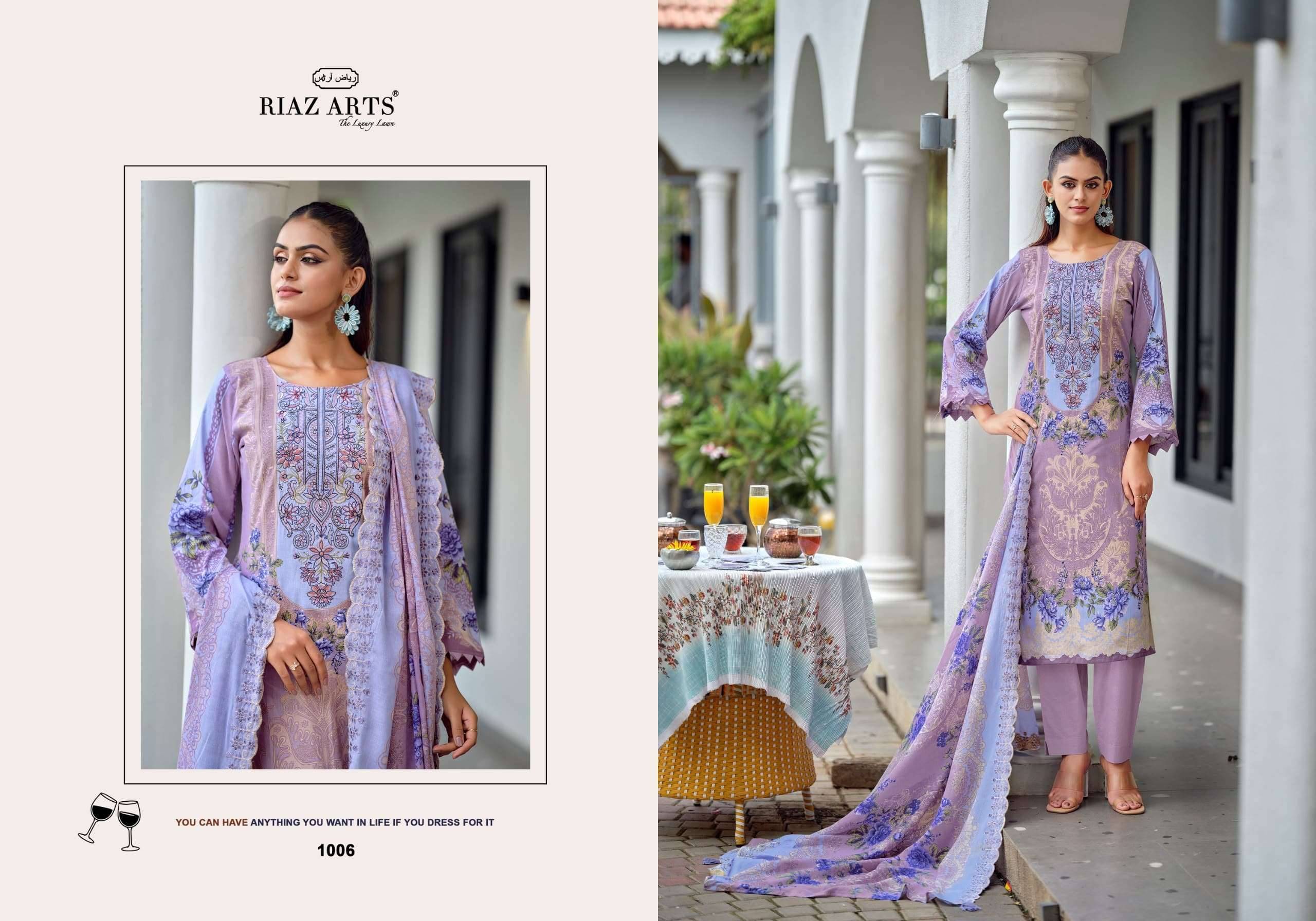 Riaz Arts Bin Saeed Premium Lawn Cotton Dress Material 8 Pcs Catalog