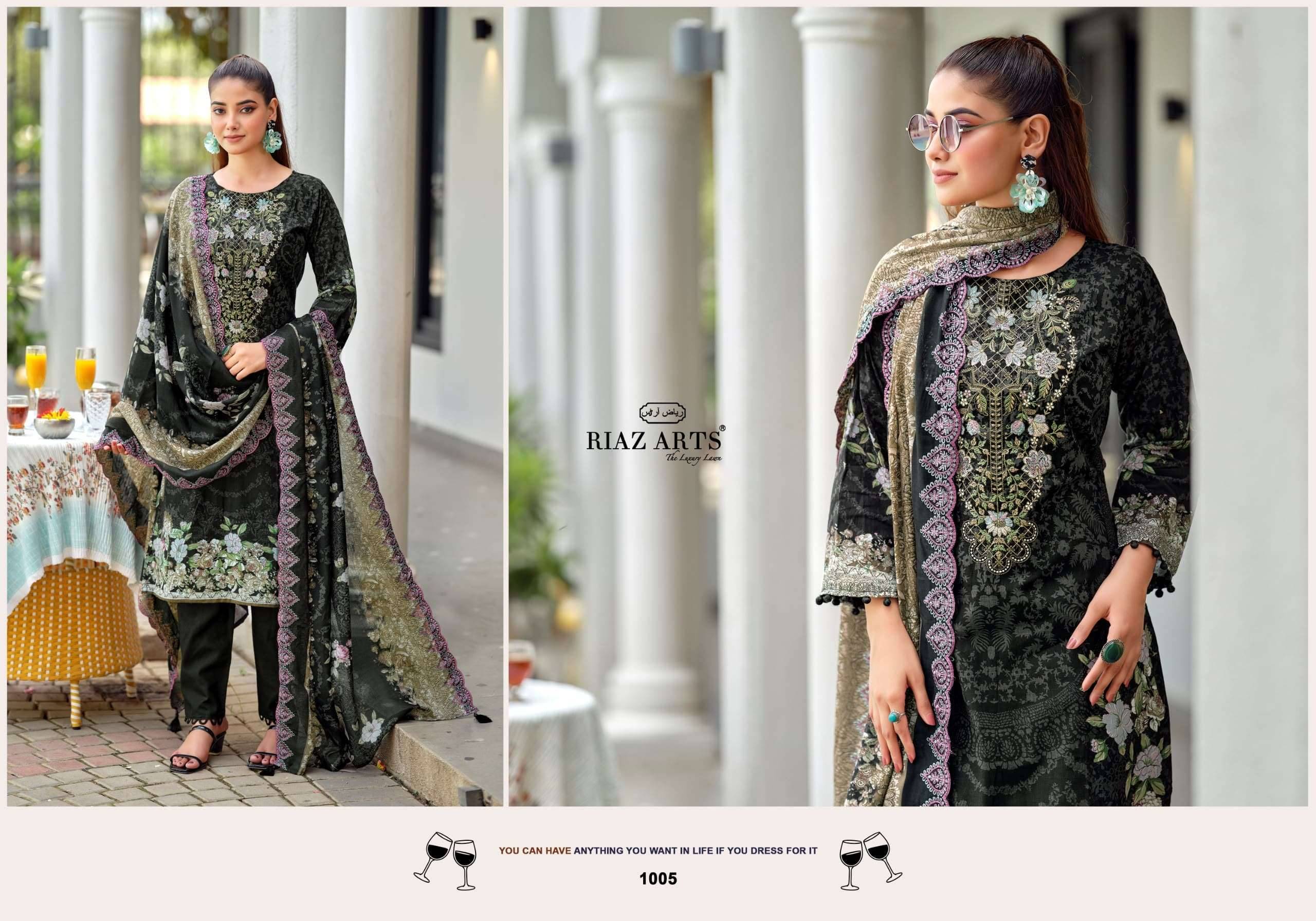 Riaz Arts Bin Saeed Premium Lawn Cotton Dress Material 8 Pcs Catalog