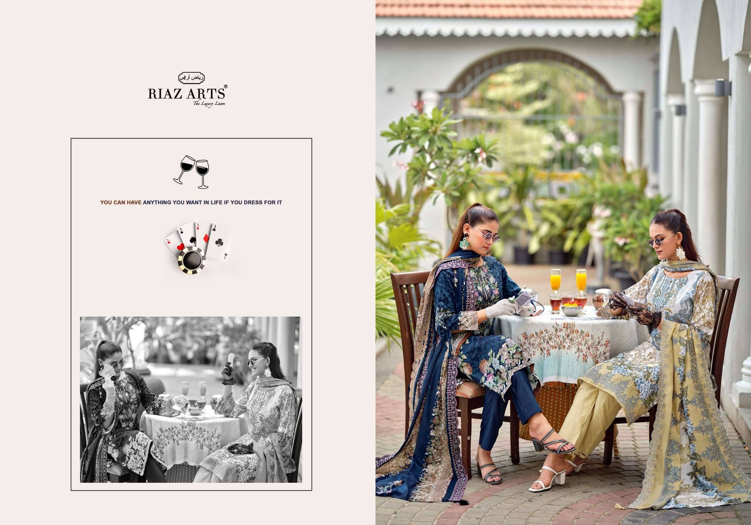 Riaz Arts Bin Saeed Premium Lawn Cotton Dress Material 8 Pcs Catalog